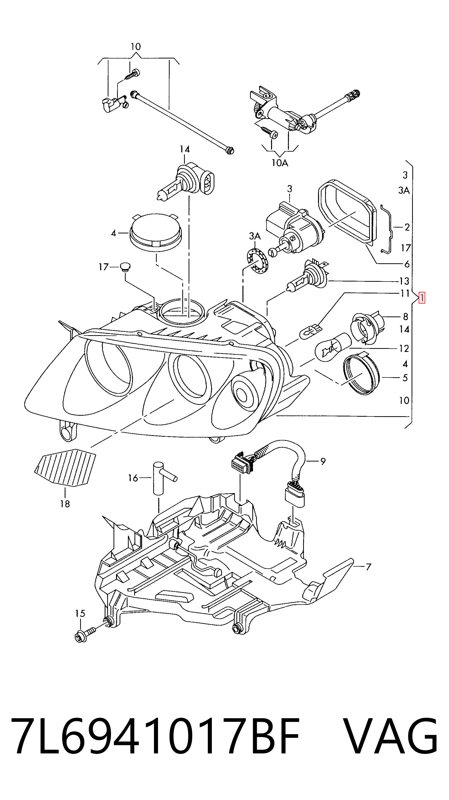 7L6941017BF VAG Luz esquerda