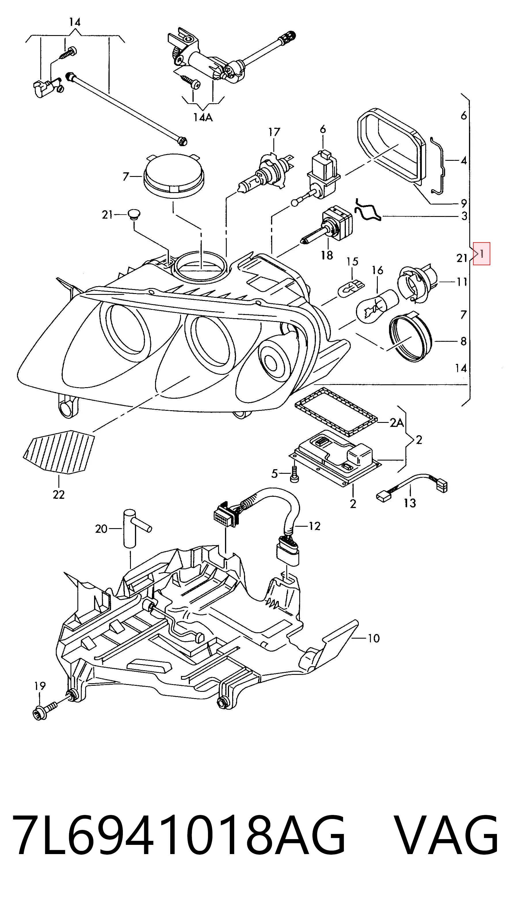 Luz direita para Volkswagen Touareg I 7LA, 7L6, 7L7