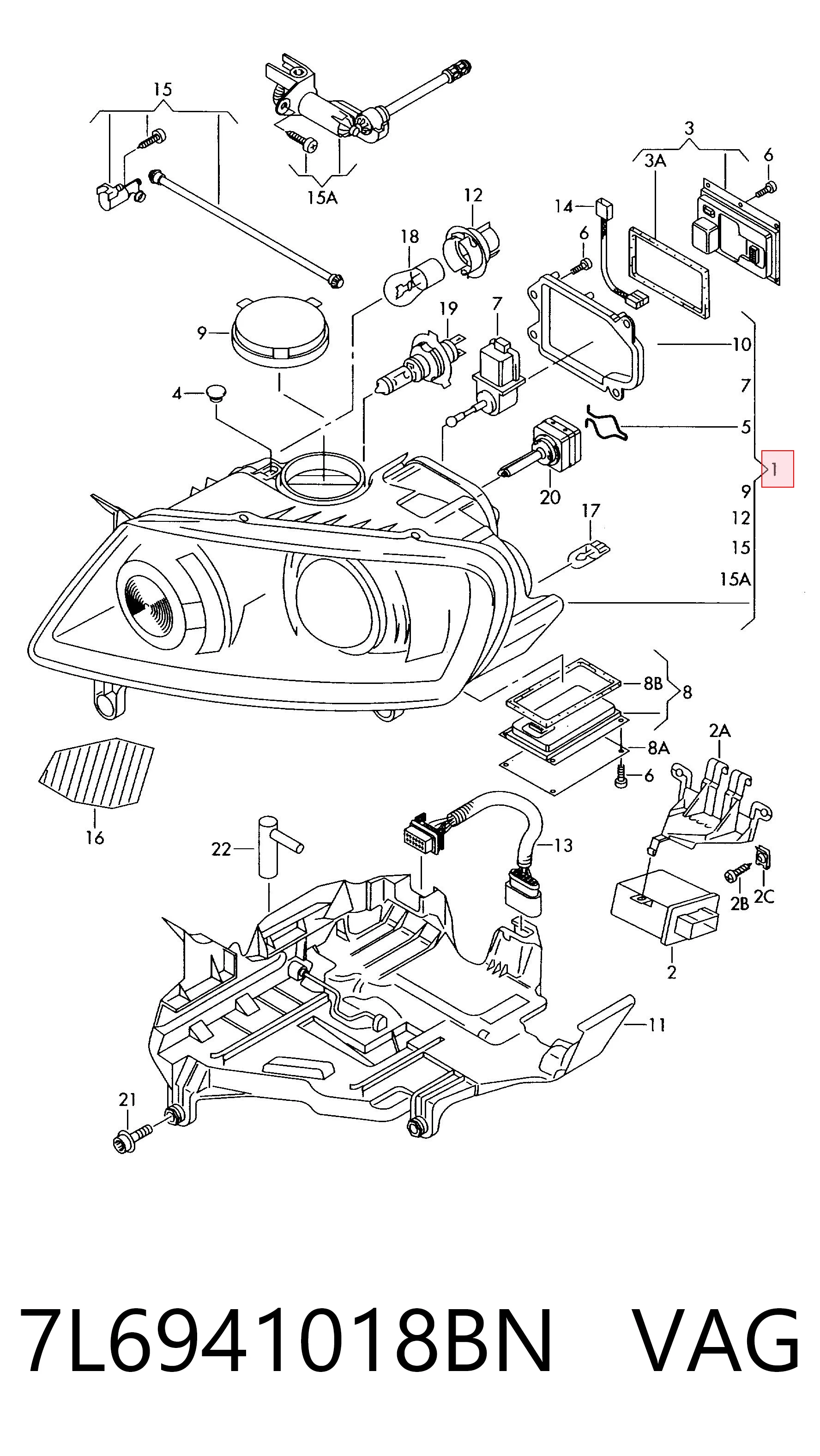 7L6941018BN VAG Luz direita