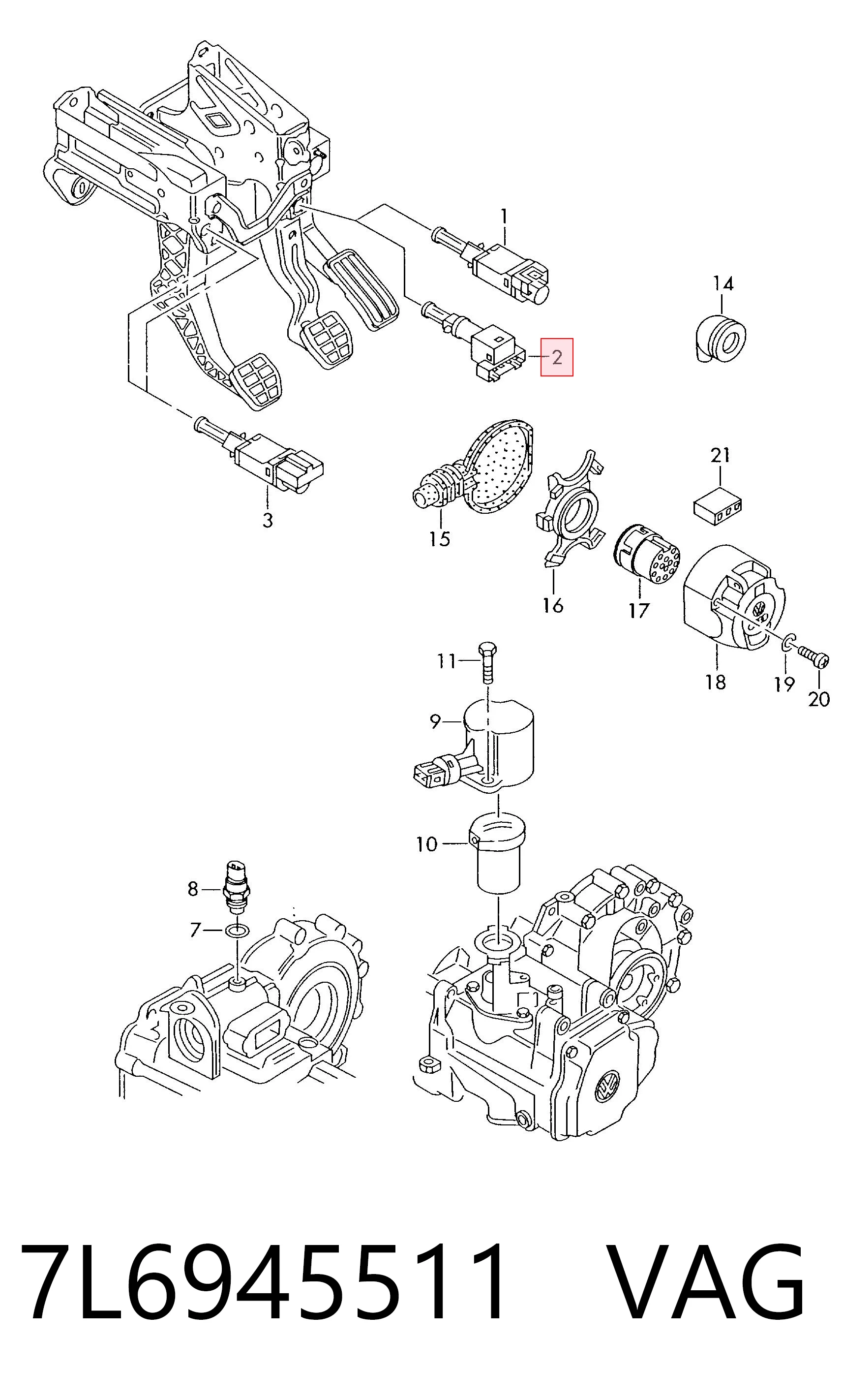 7L6945511 VAG Sensor de ativação do sinal de parada