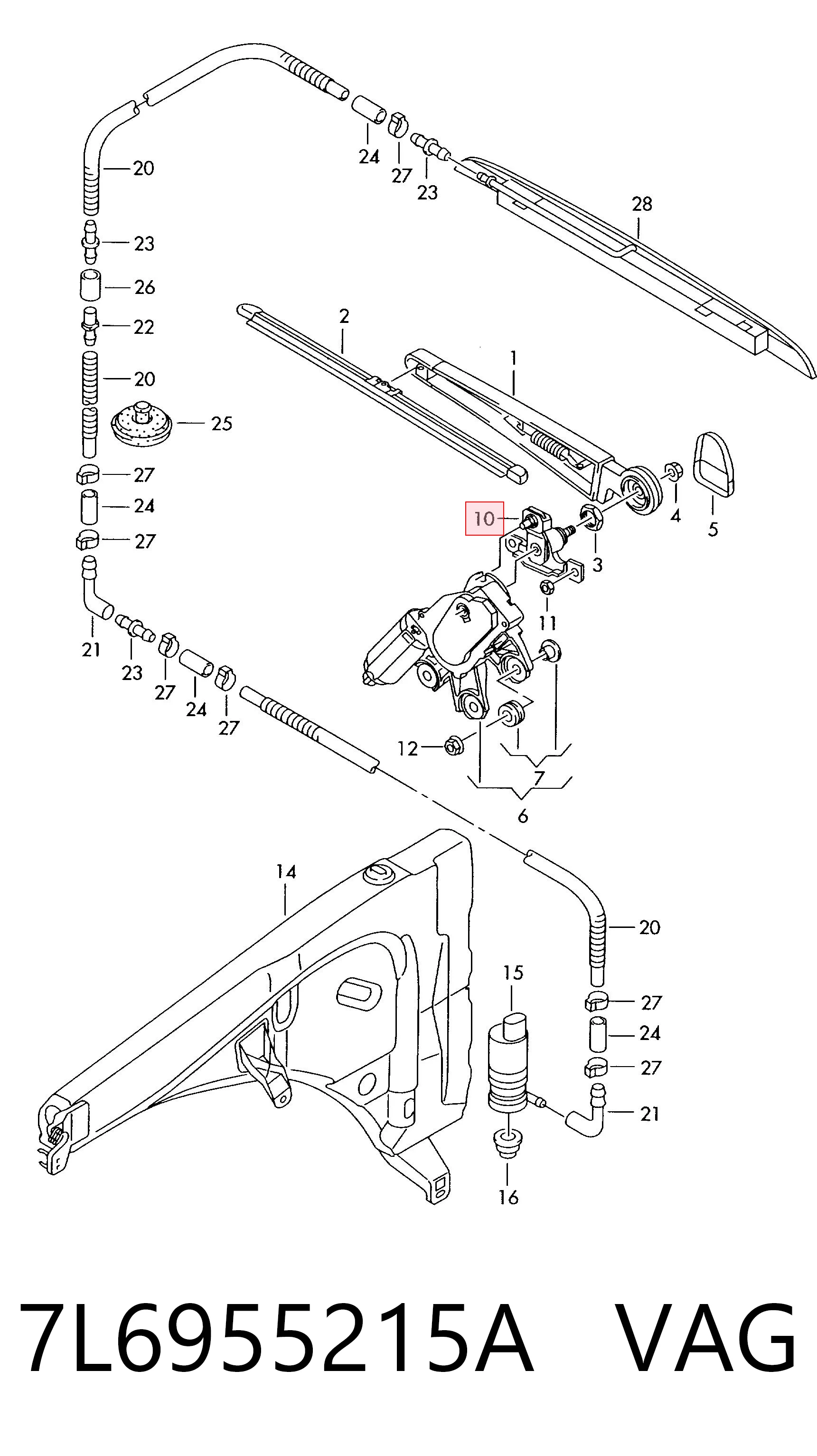 7L6955215A VAG Trapézio de limpador pára-brisas