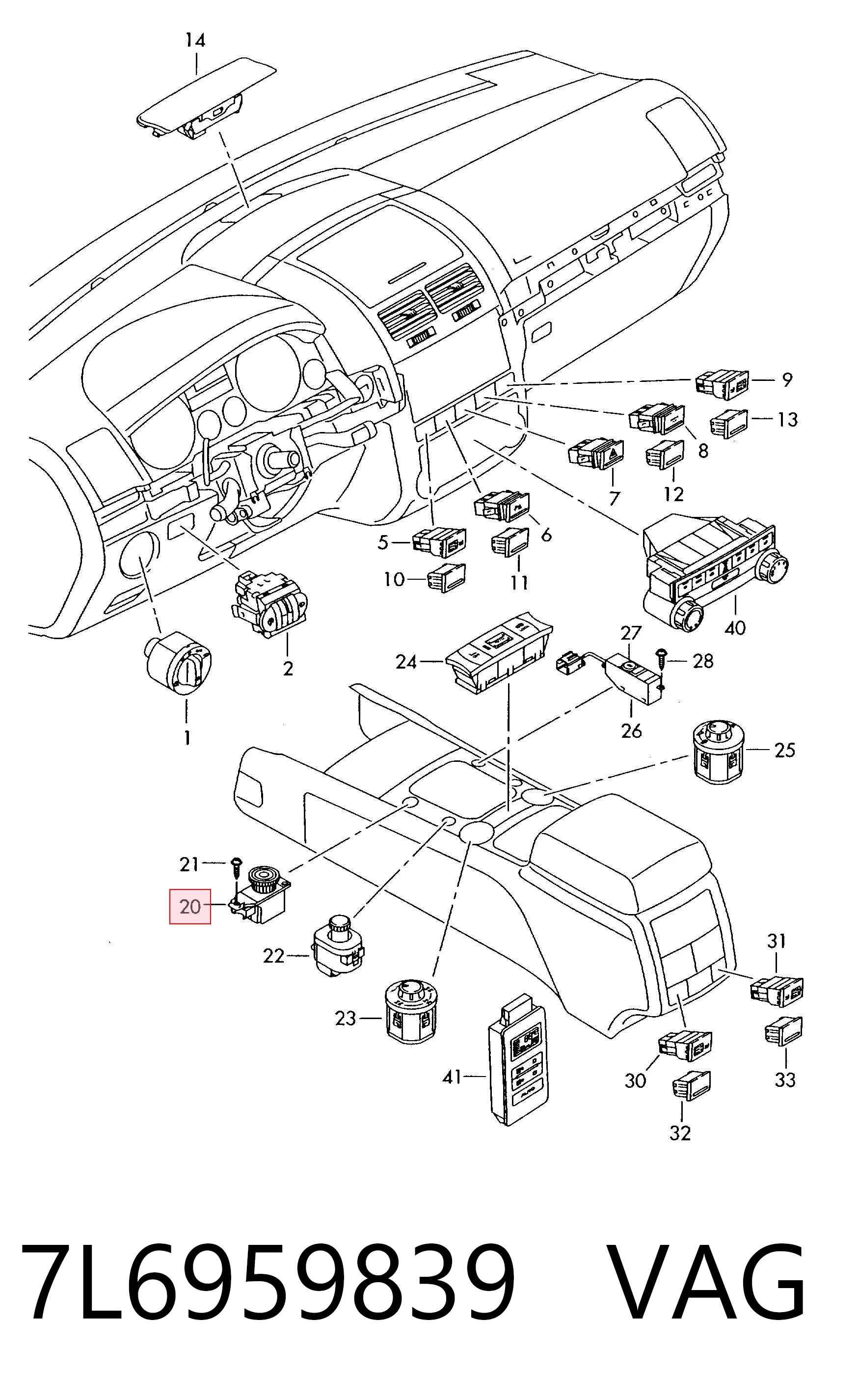 7L6959839 VAG Botão de arranco de motor