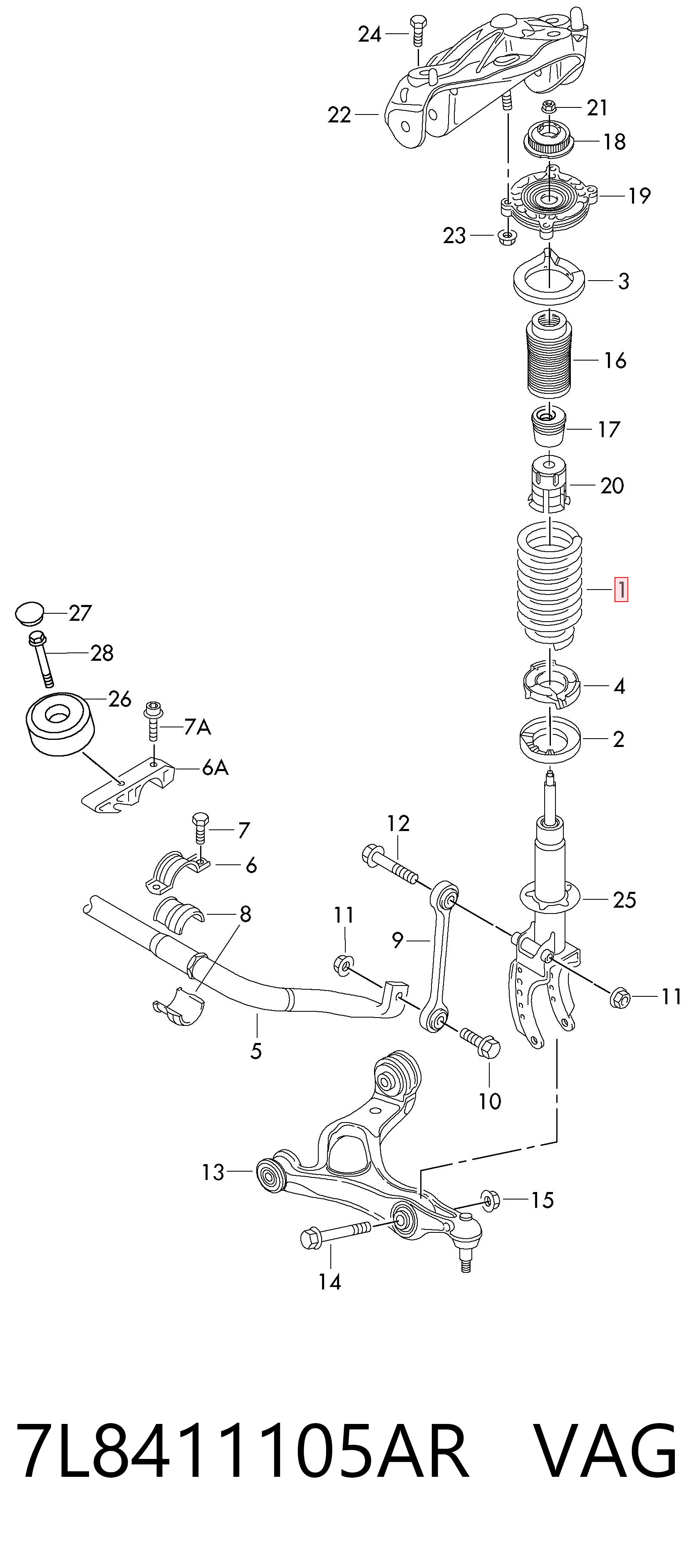 7L8411105AR VAG Mola dianteira