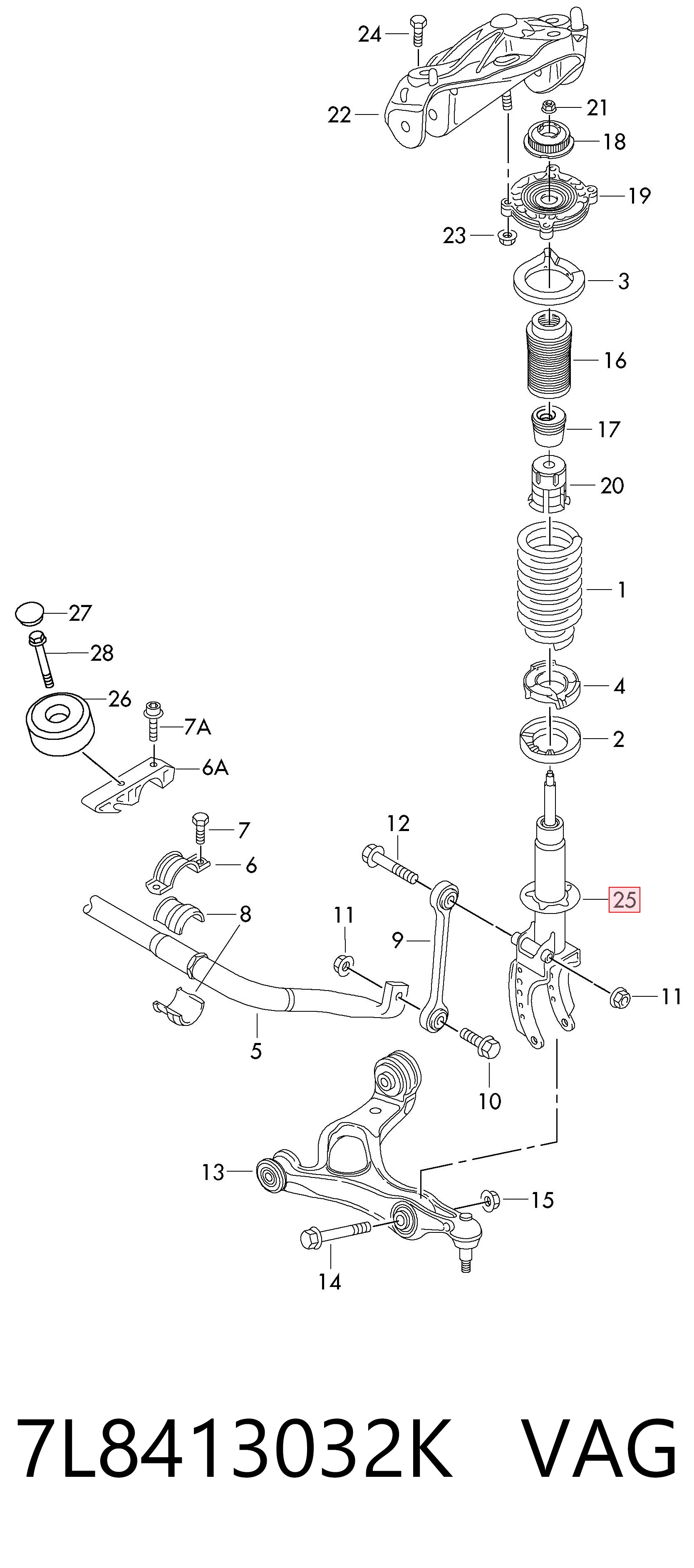 7L8413032K VAG Amortecedor dianteiro direito