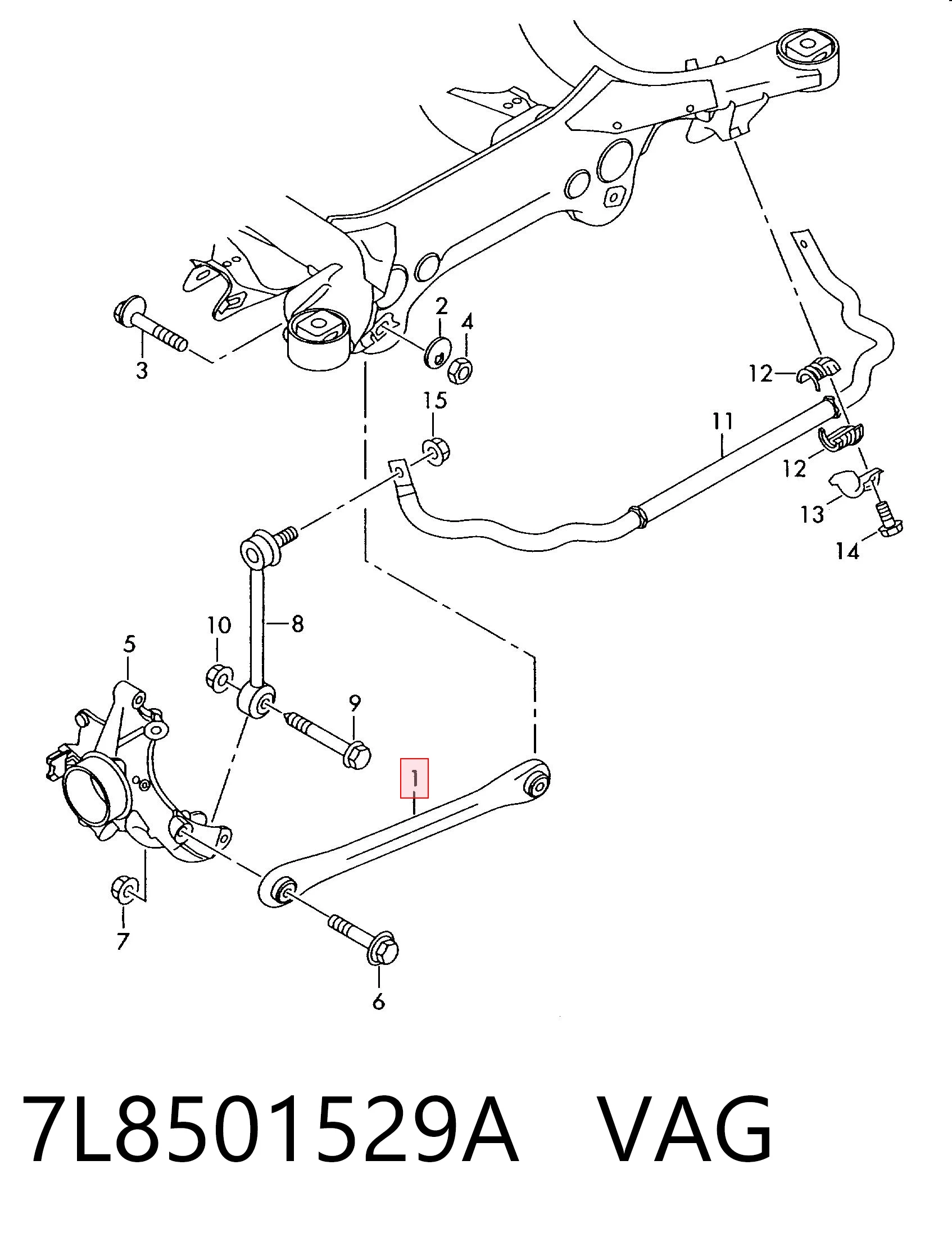 7L8501529A VAG Barra transversal de suspensão traseira