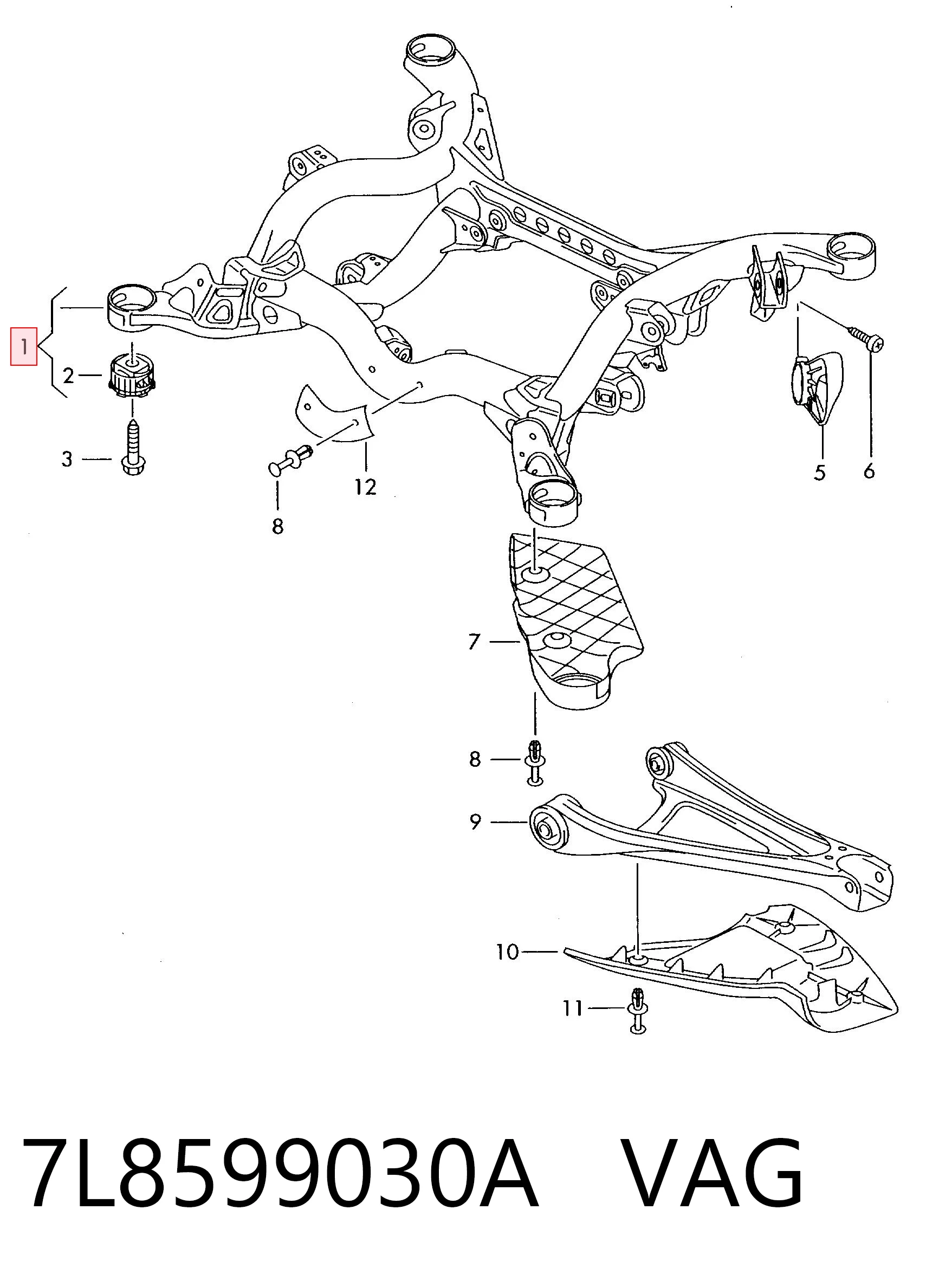 Viga de suspensão traseira (plataforma veicular) Audi Q7 4LB ao melhor preço