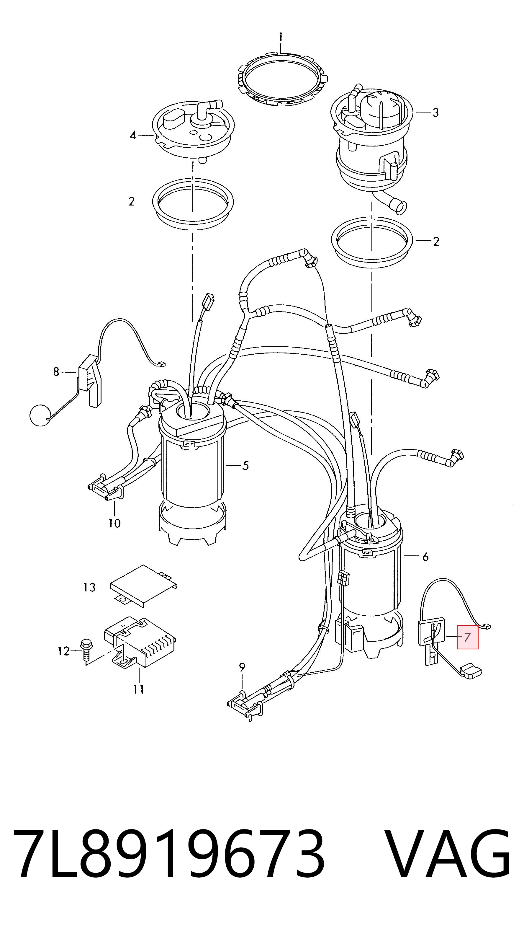 7L8919673 VAG Sensor esquerdo do nível de combustível no tanque