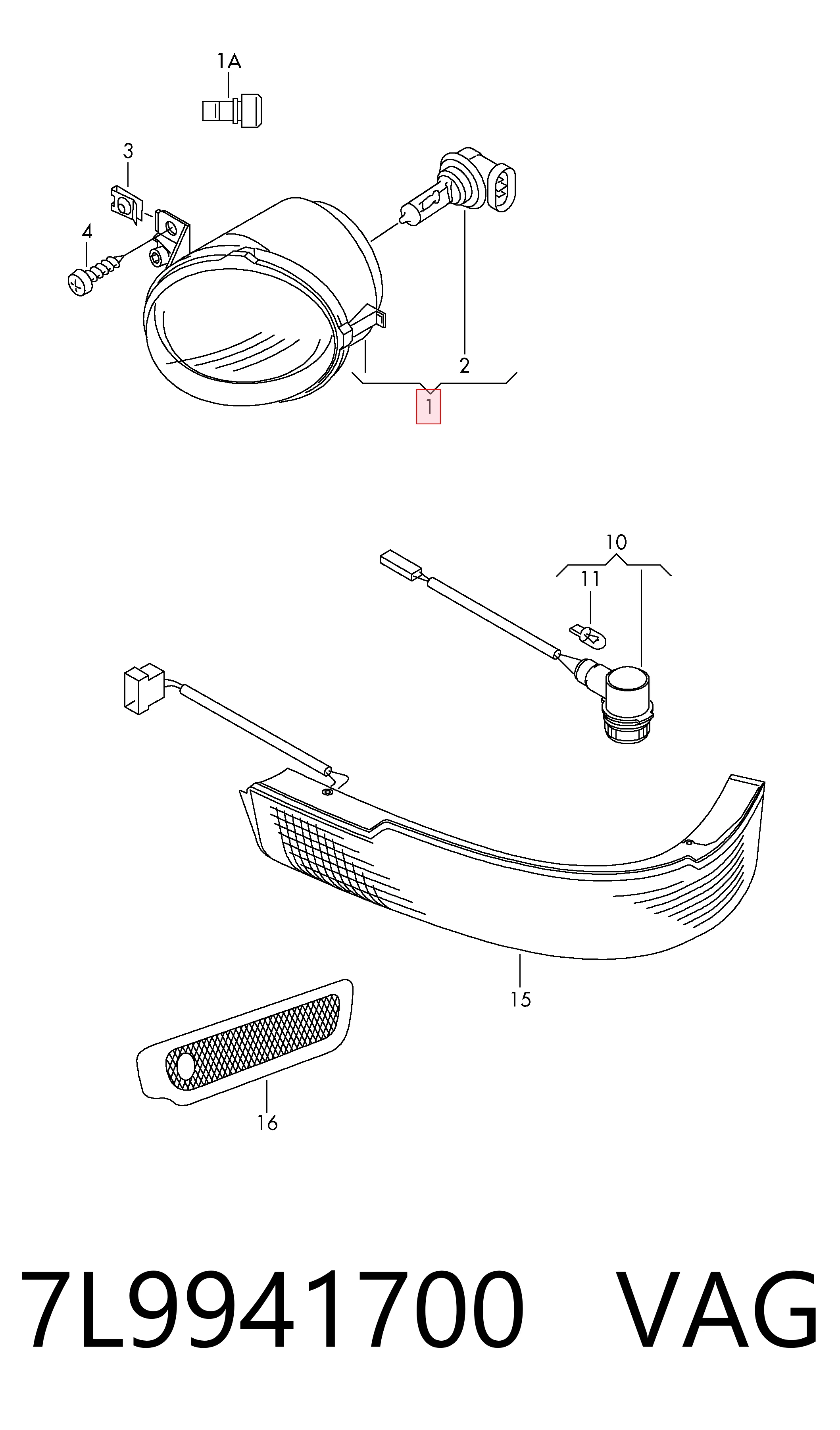 7L9941700 VAG Luzes de nevoeiro direitas