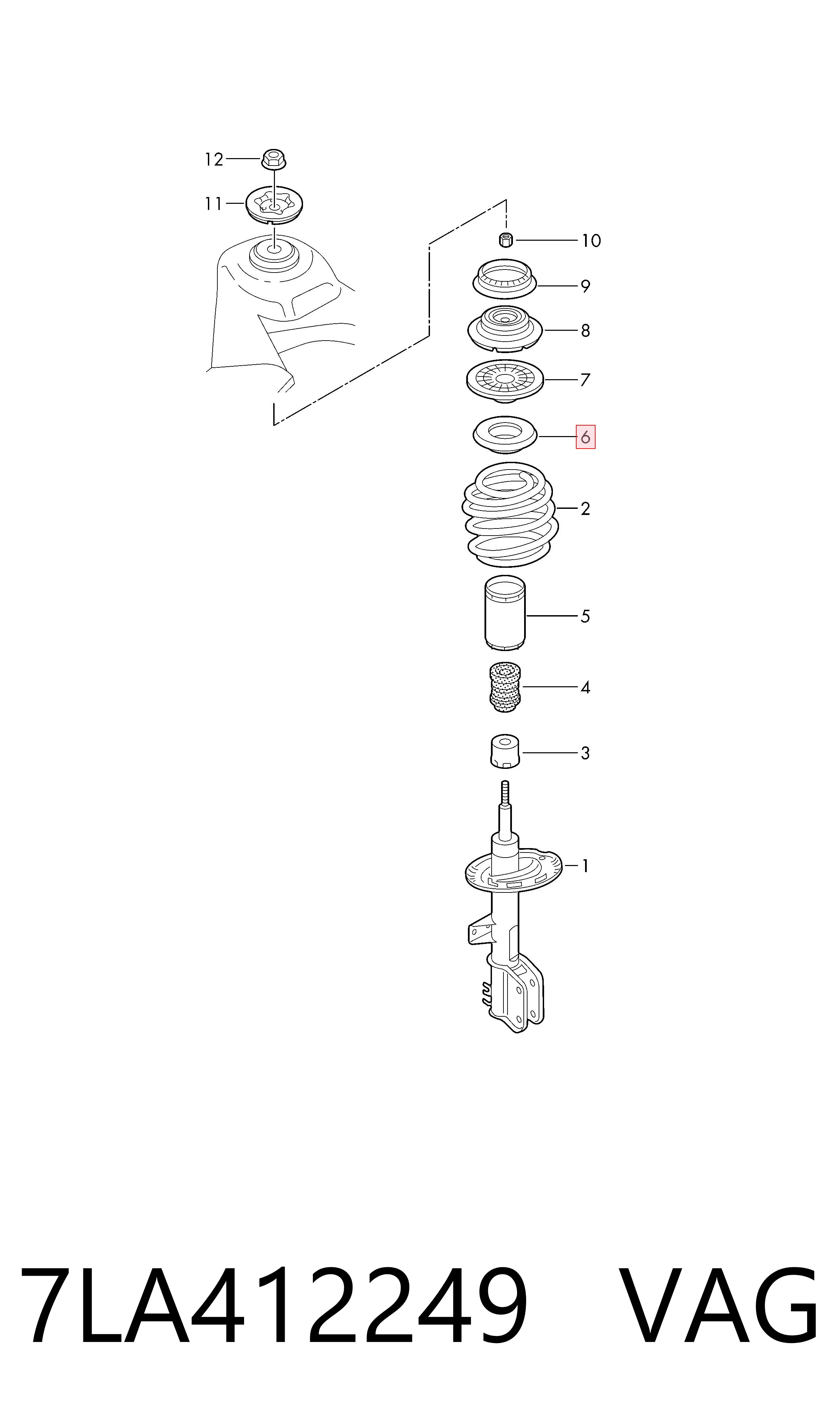 Rolamento de suporte do amortecedor dianteiro VAG 7LA412249 preço, a partir de 25,16 USD