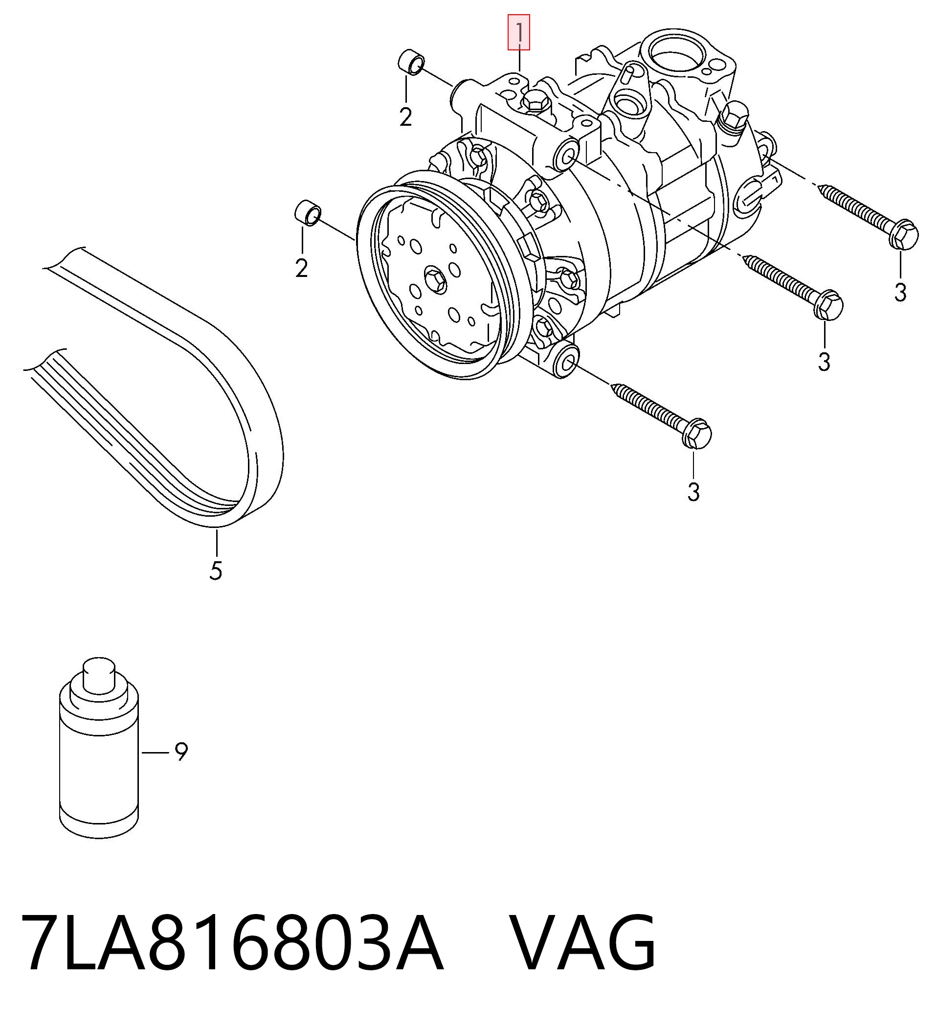 7LA816803A VAG Compressor de aparelho de ar condicionado