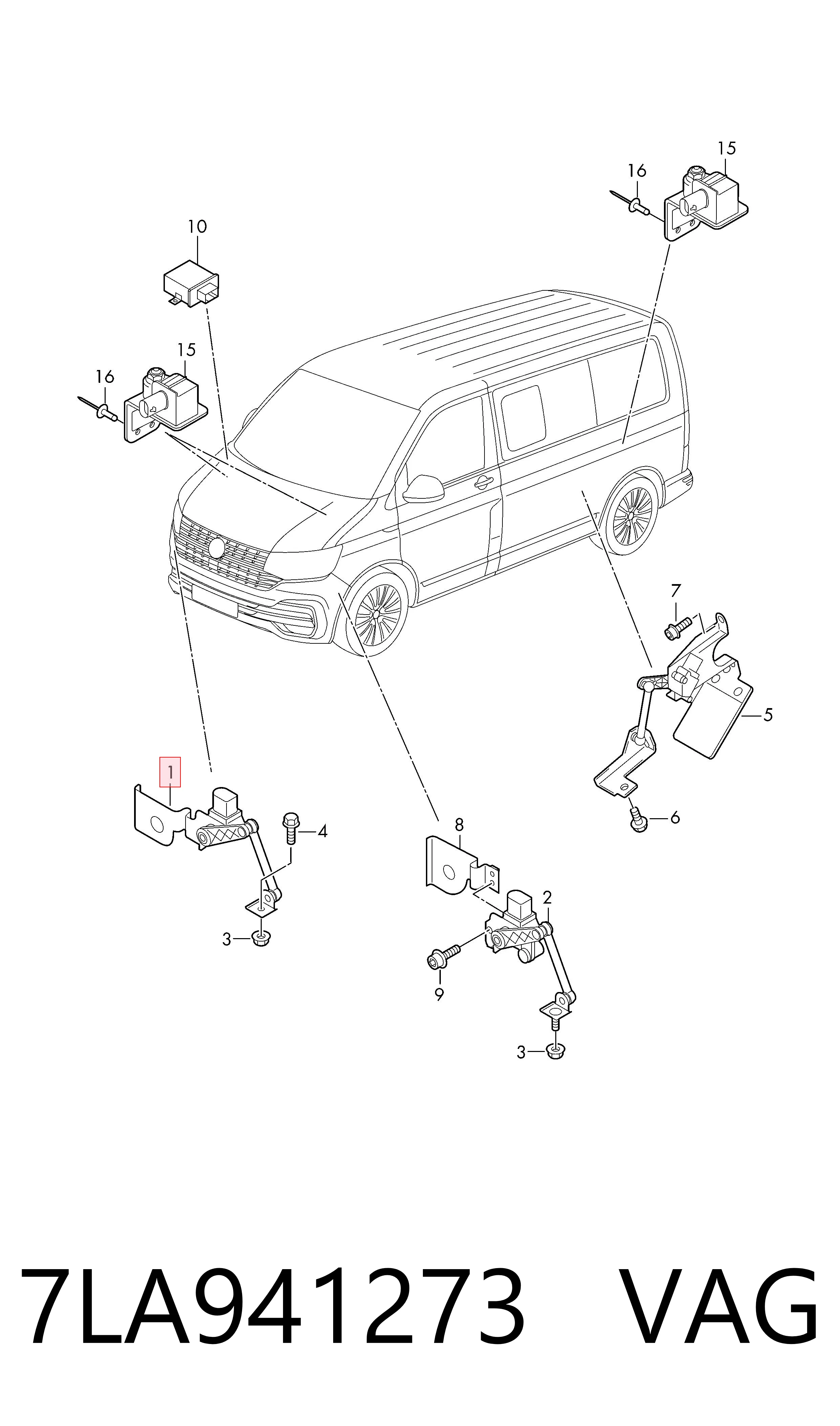 7LA941273 VAG Sensor dianteiro direito do nível de posição de carroçaria