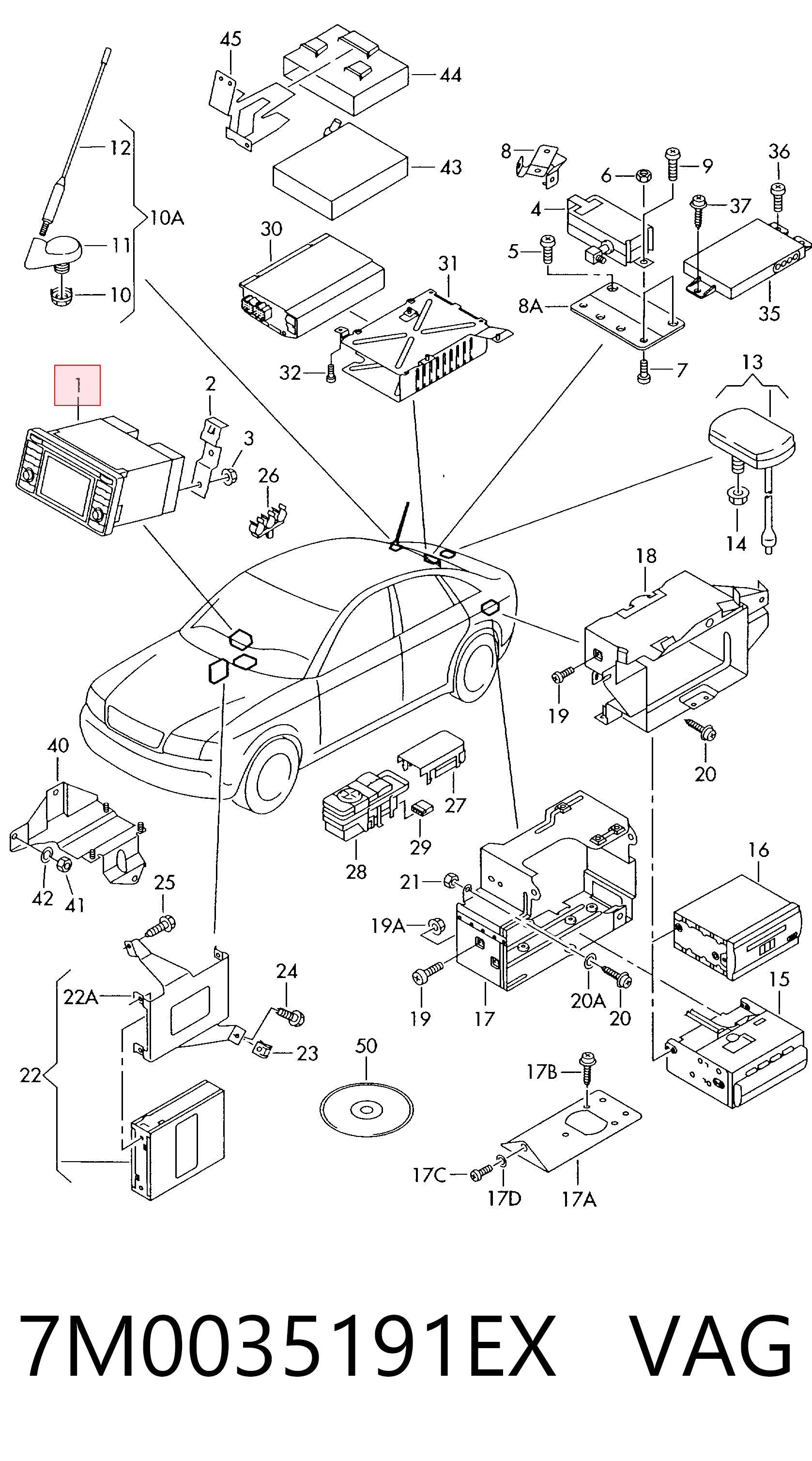 Aparelhagem de som (rádio AM/FM) Volkswagen Sharan I 7M8, 7M9, 7M6 ao melhor preço