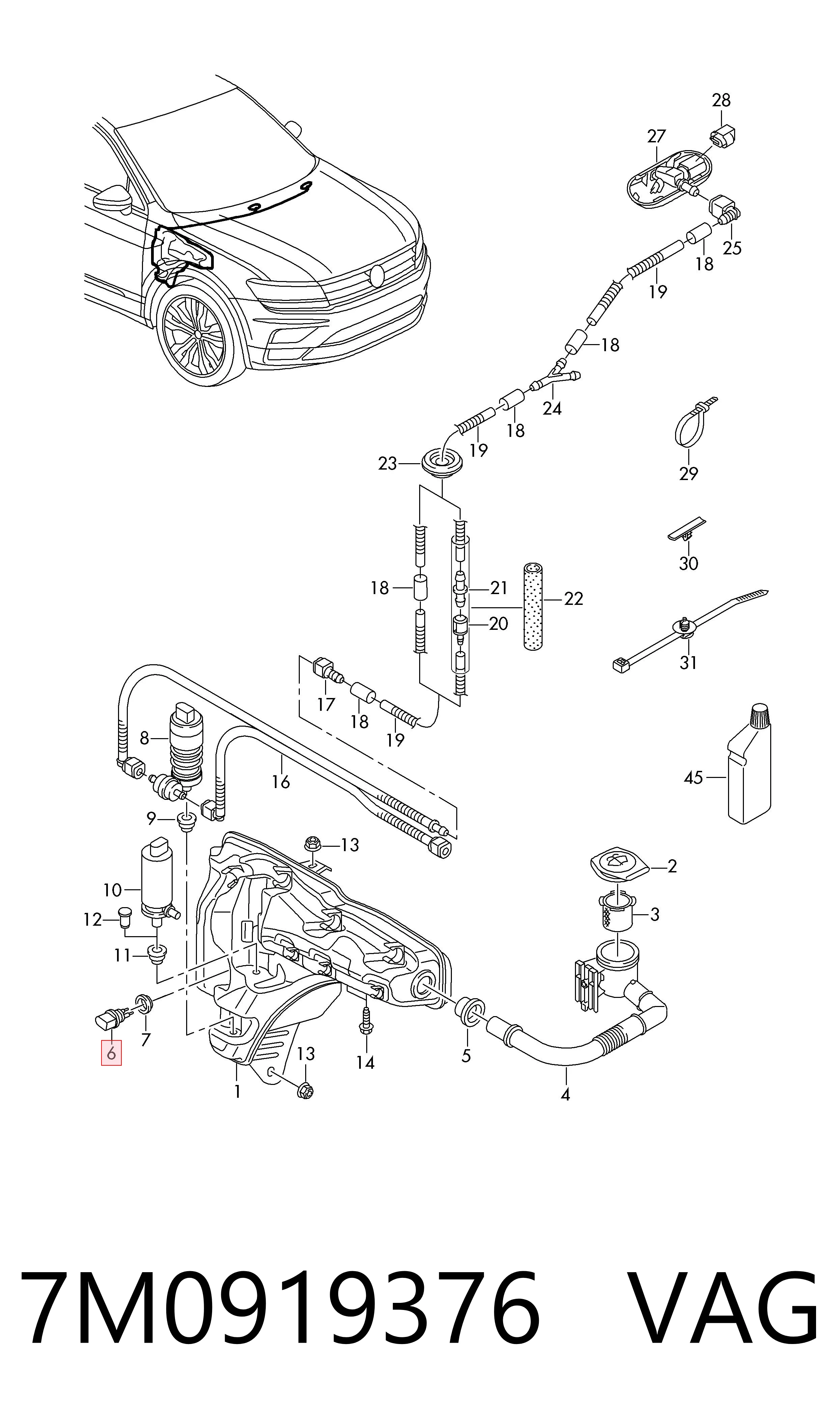 Compre 7M0919376 VAG Sensor do nível de tanque de lavador de pára-brisas