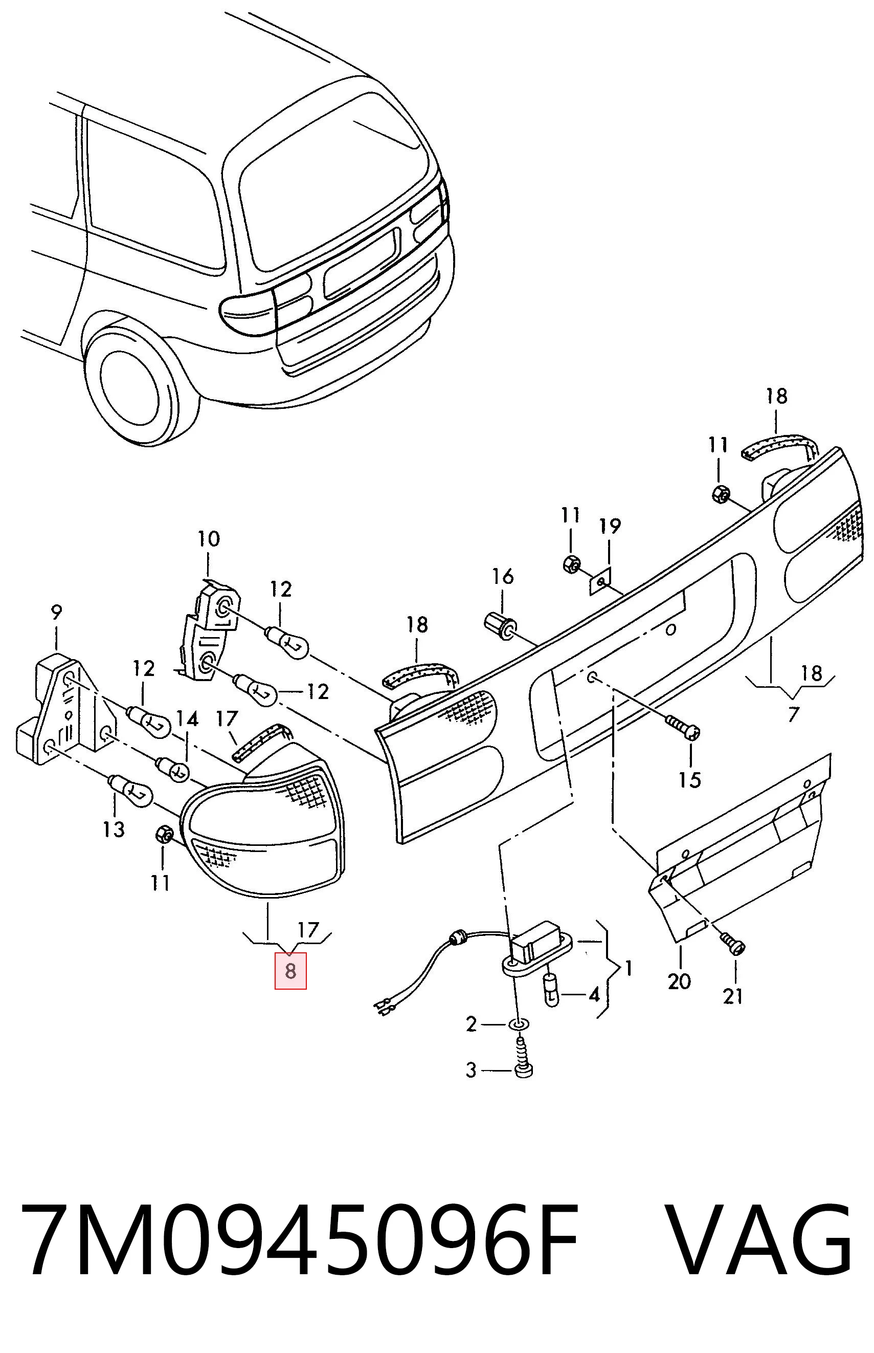 Lanterna traseira direita para Seat Alhambra  7V8, 7V9