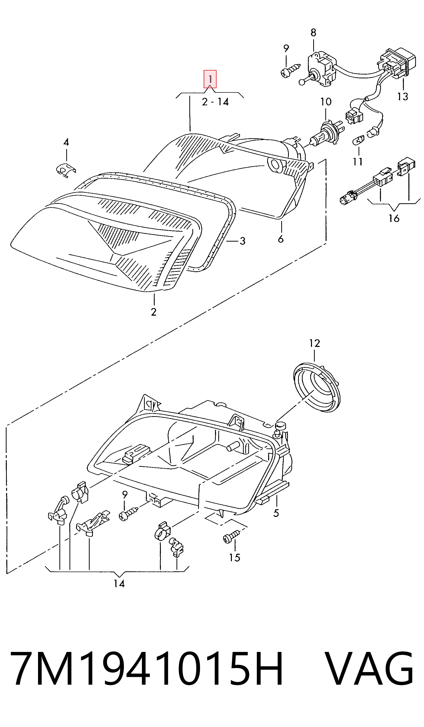  Luz direita Seat Alhambra monovolume (7V8, 7V9) (1996 - 2010) 