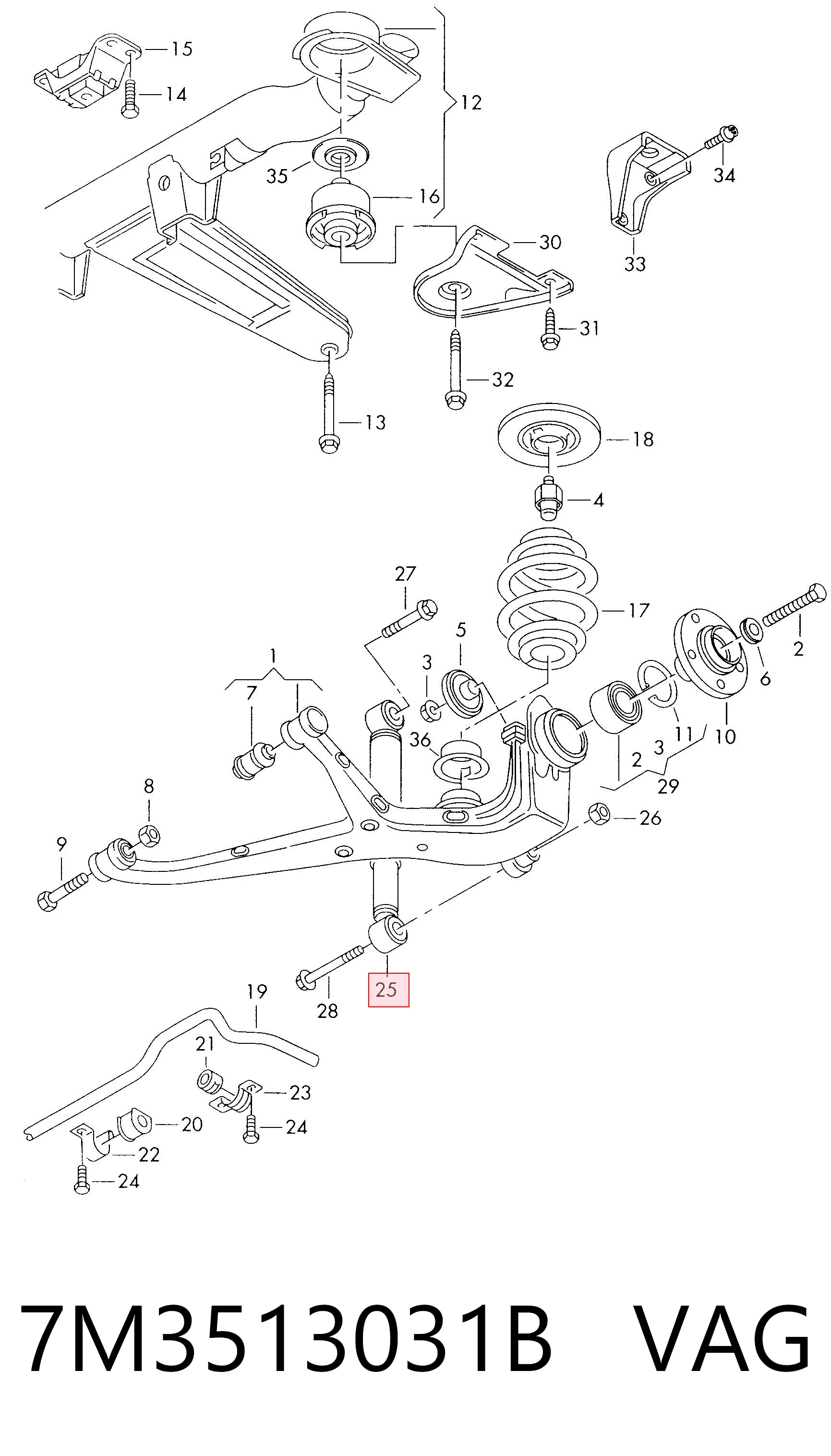 7M3513031B VAG Amortecedor traseiro