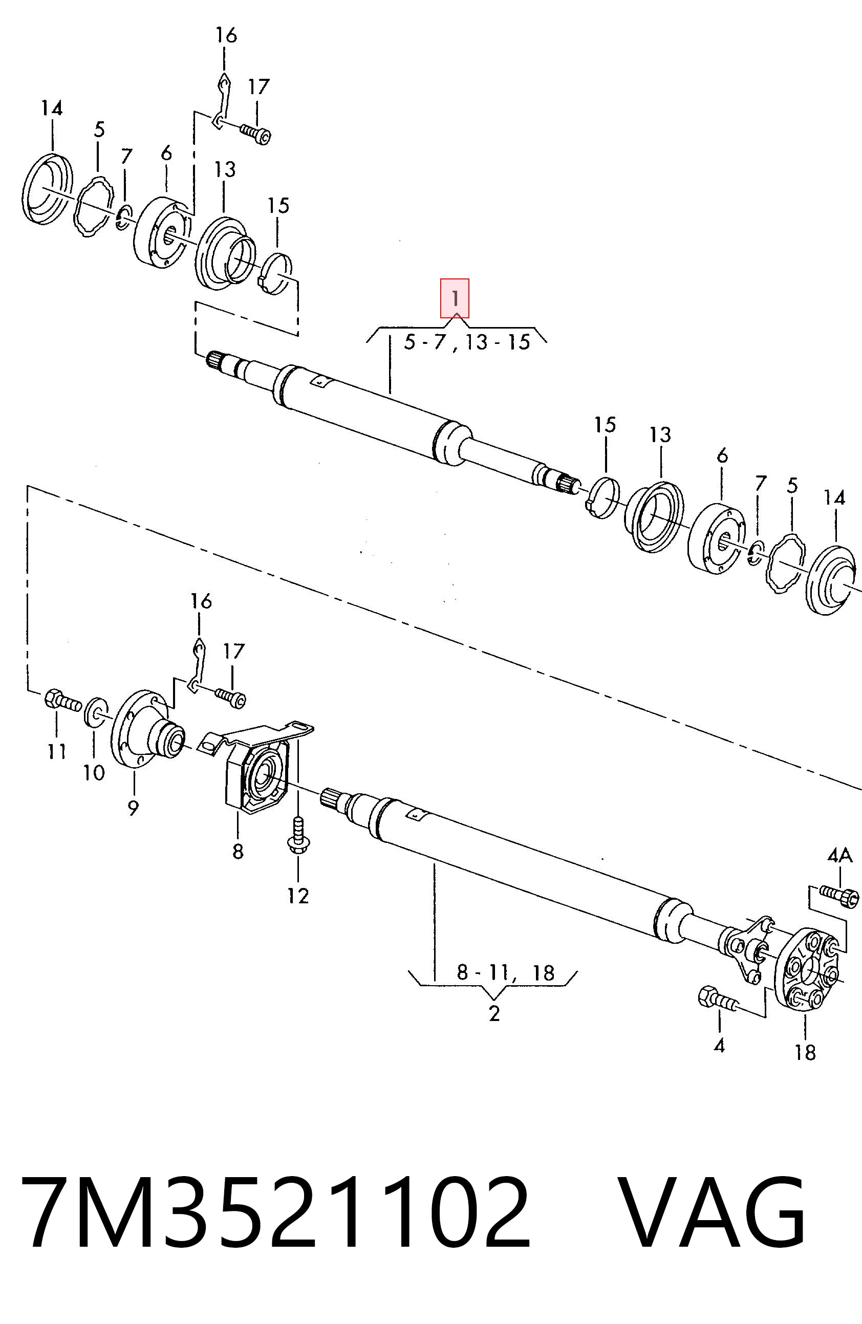 Junta universal até o eixo dianteiro para Volkswagen Sharan I 7M8, 7M9, 7M6