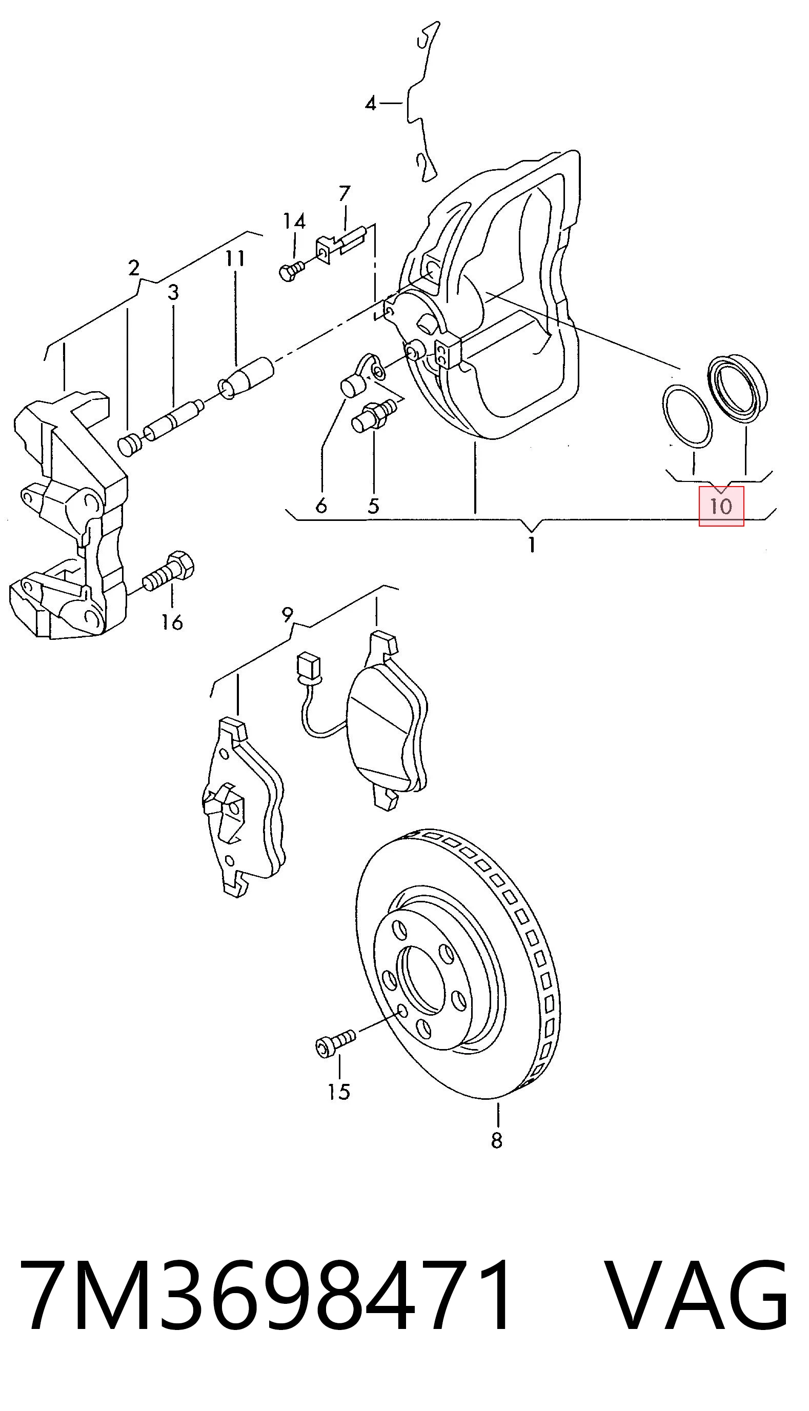 Kit de reparação de suporte do freio dianteiro VAG 7M3698471 preço, a partir de 14,49 USD