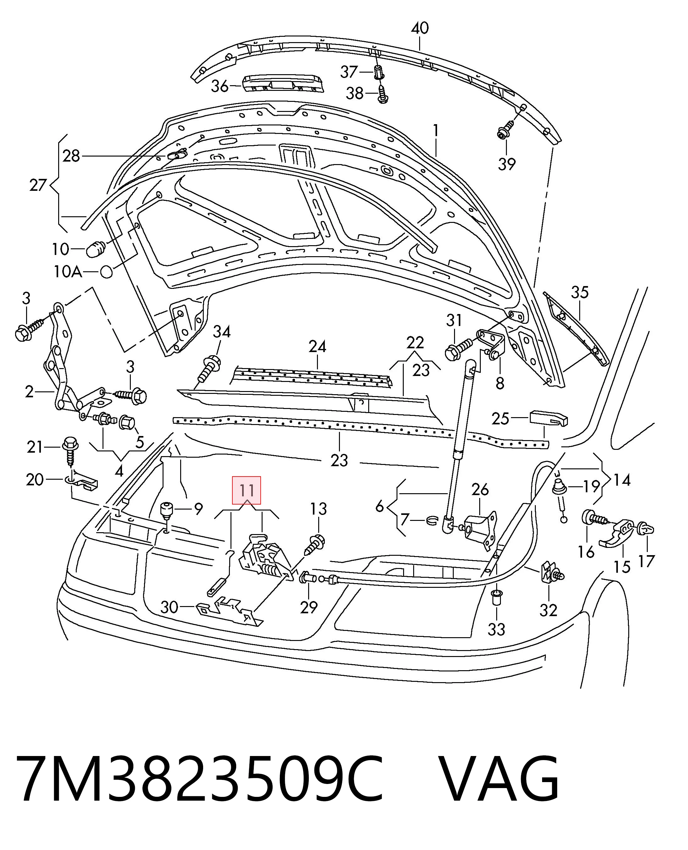 Fecho da capota Volkswagen Sharan I 7M8, 7M9, 7M6 ao melhor preço