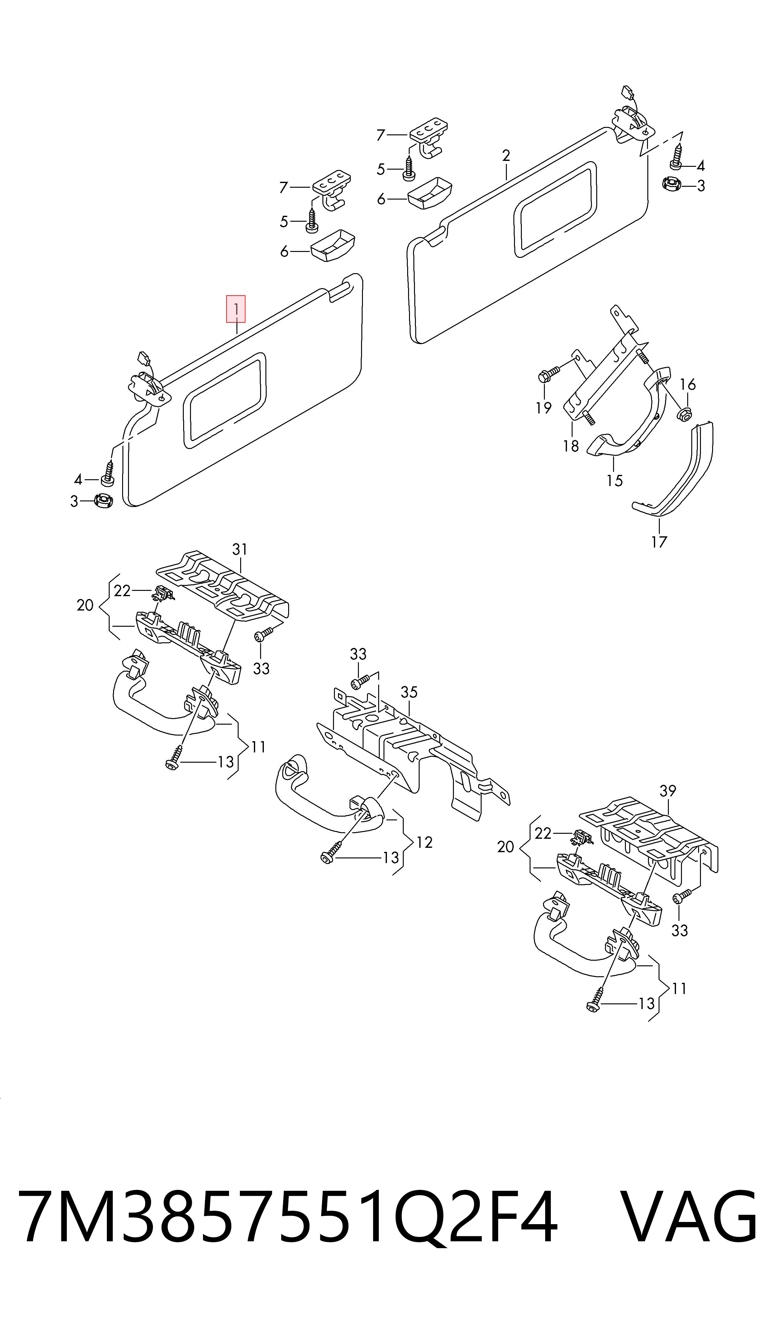 Pala contra o sol para Volkswagen AMAROK  2HA, 2HB, S1B, S6B, S7A, S7B