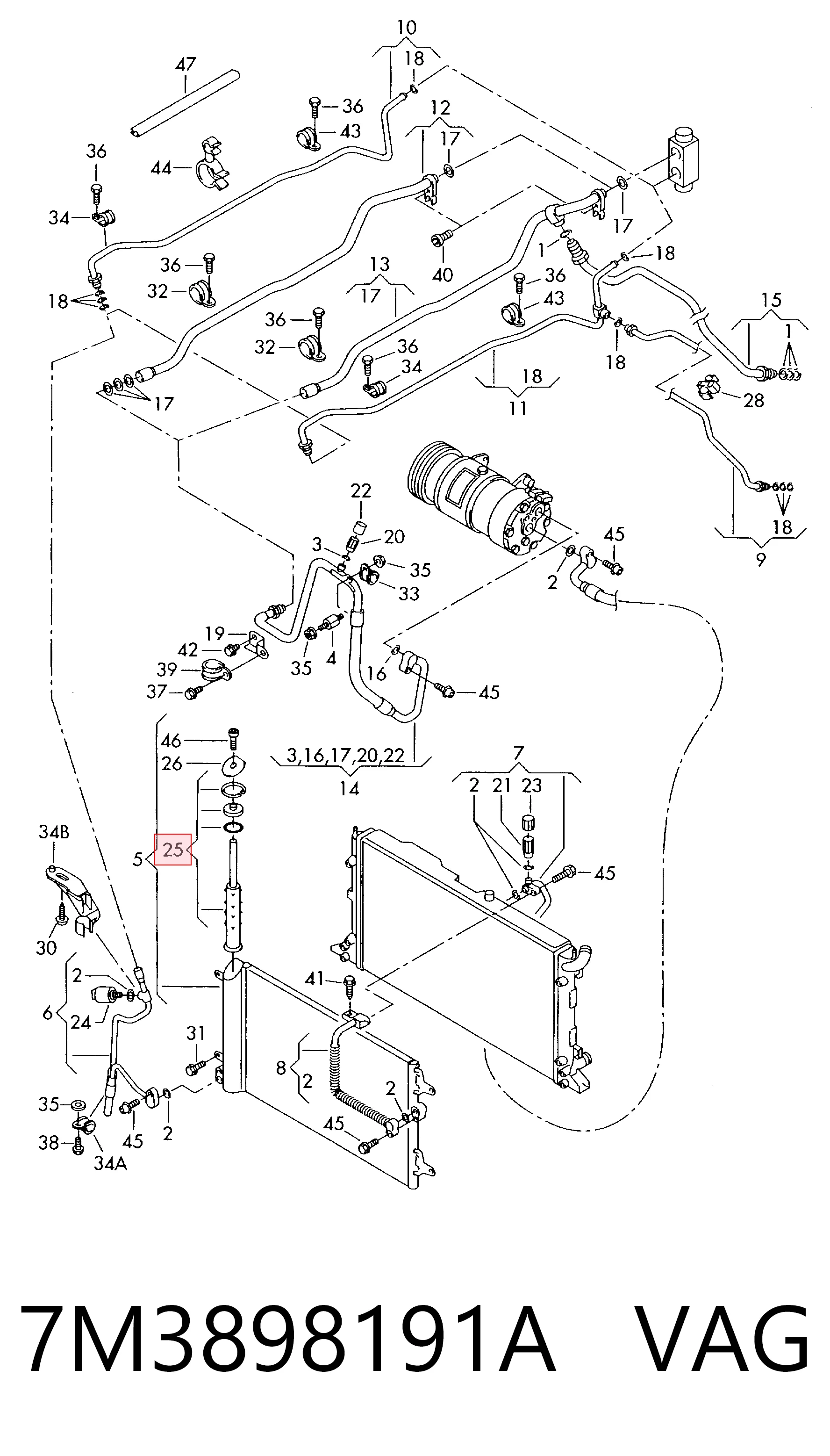 7M3898191A VAG Tanque de recepção do secador de aparelho de ar condicionado