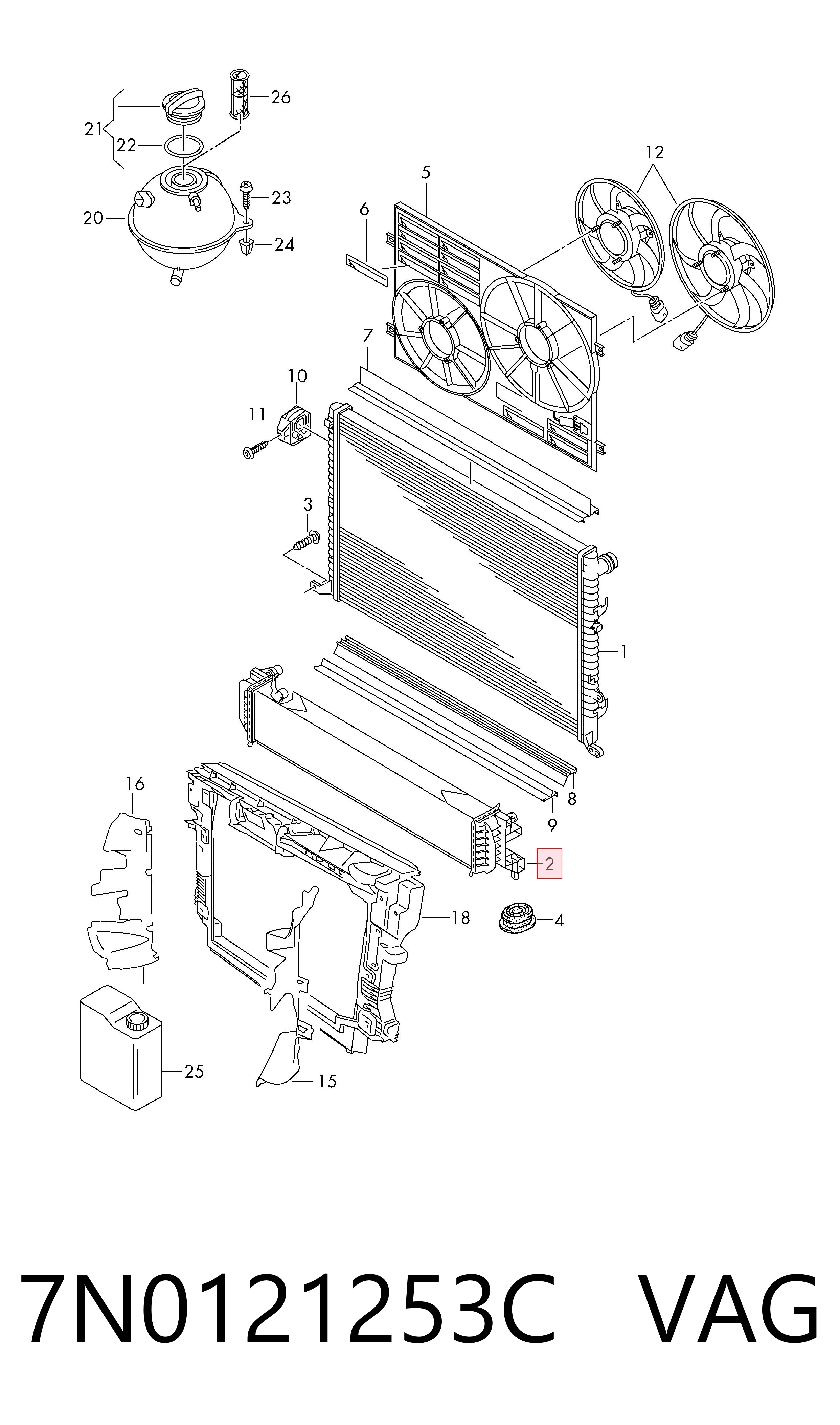 7N0121253C VAG Radiador de esfriamento de motor