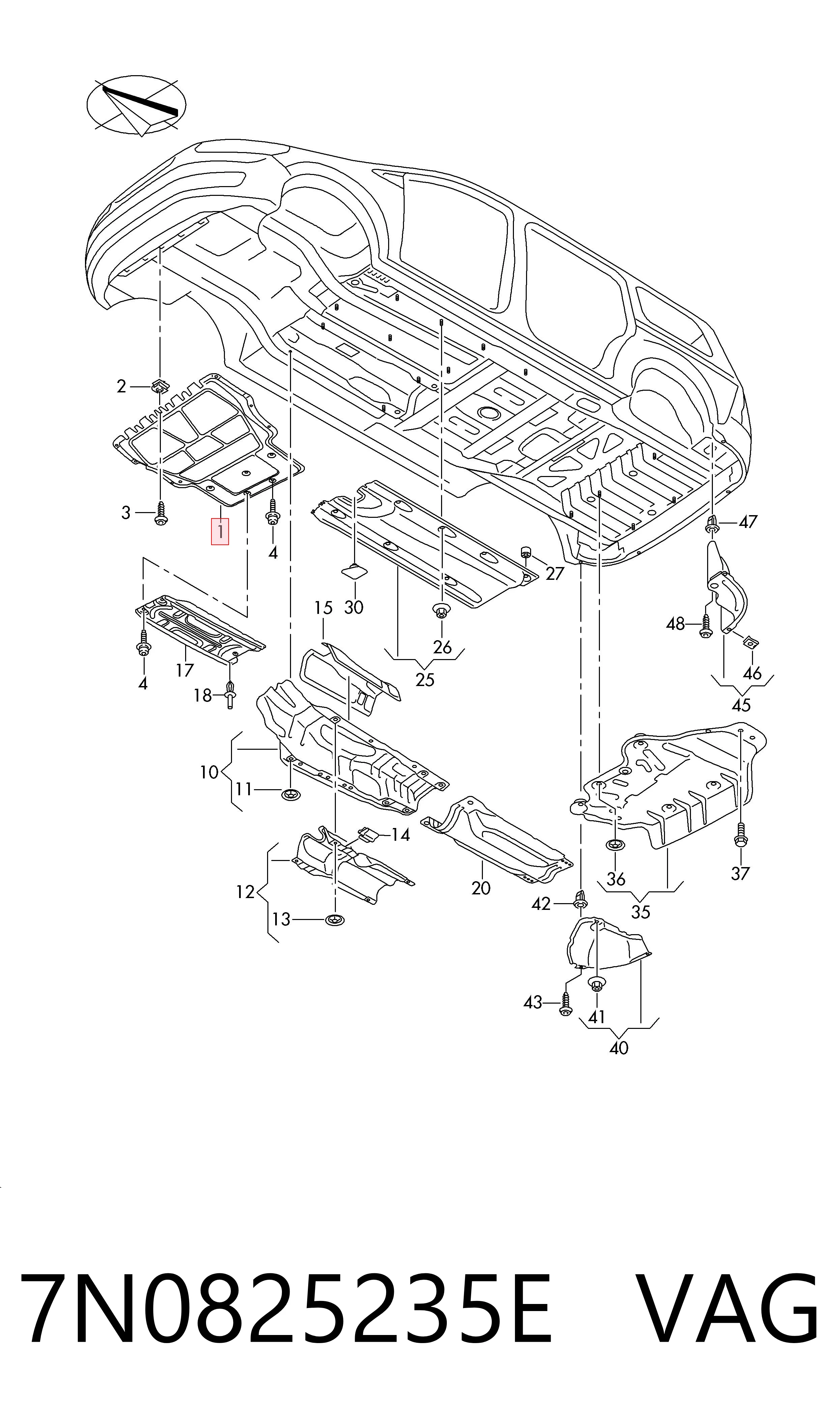 7N0825235E VAG Proteção de motor, de panela (da seção de motor)