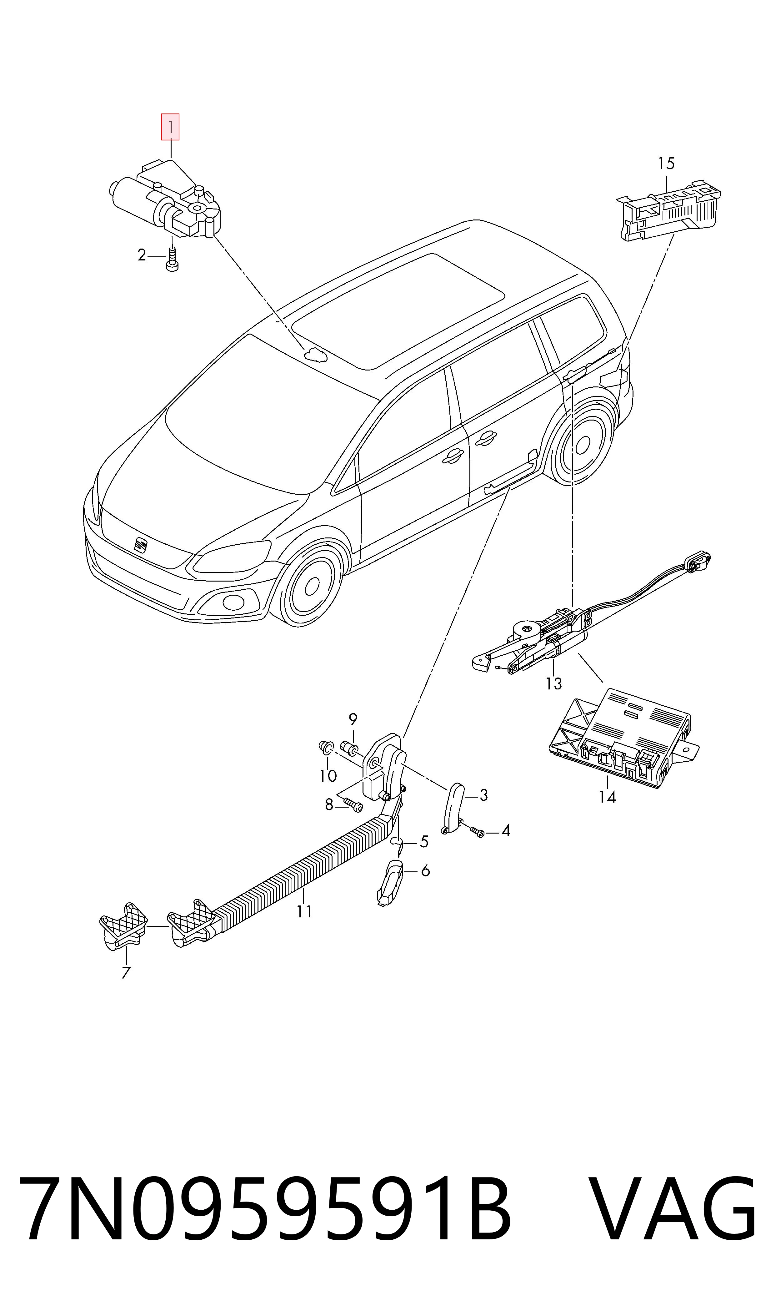7N0959591B VAG Motor de acionamento de alcapão