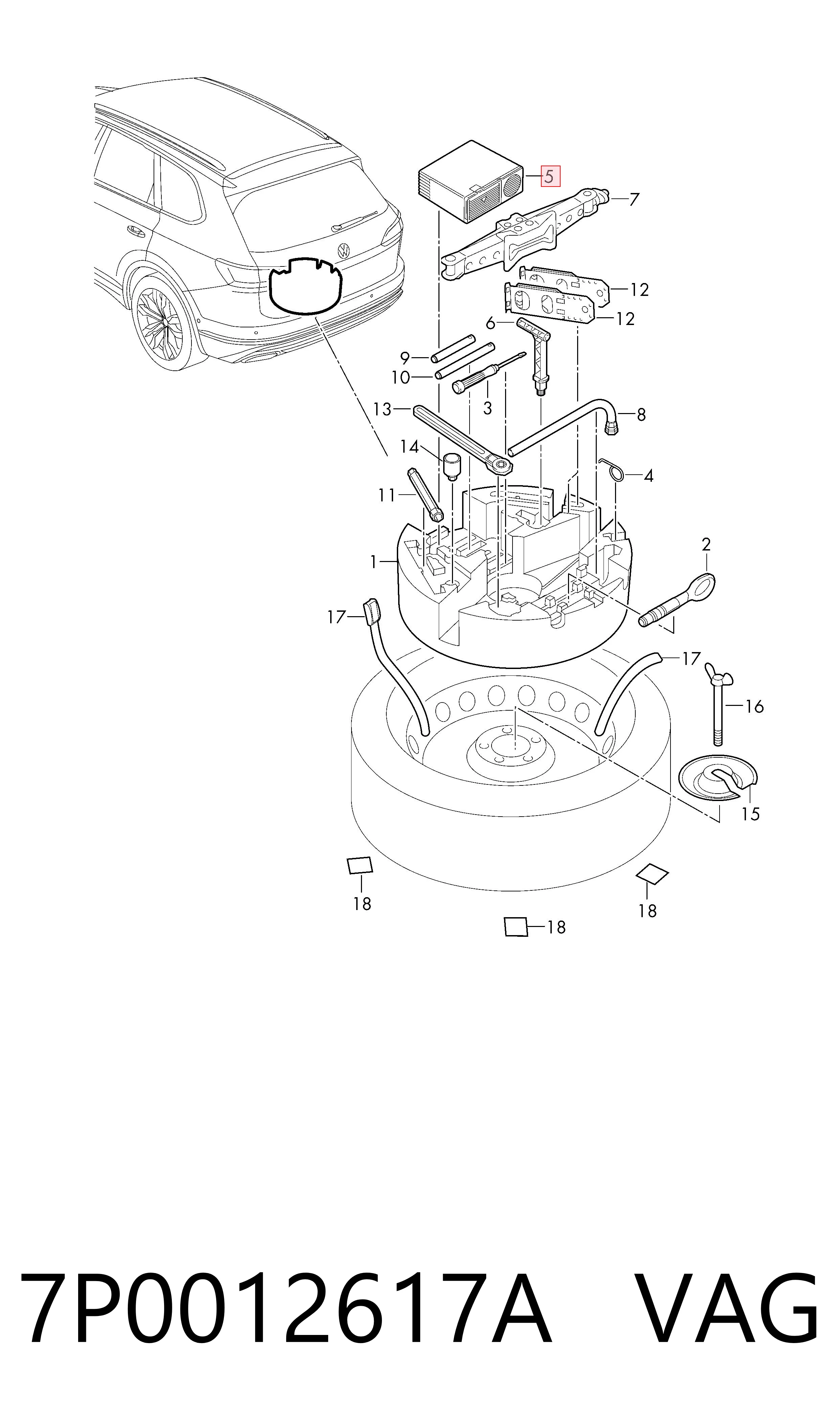 7P0012617A VAG Compressor para o bombeio de pneus