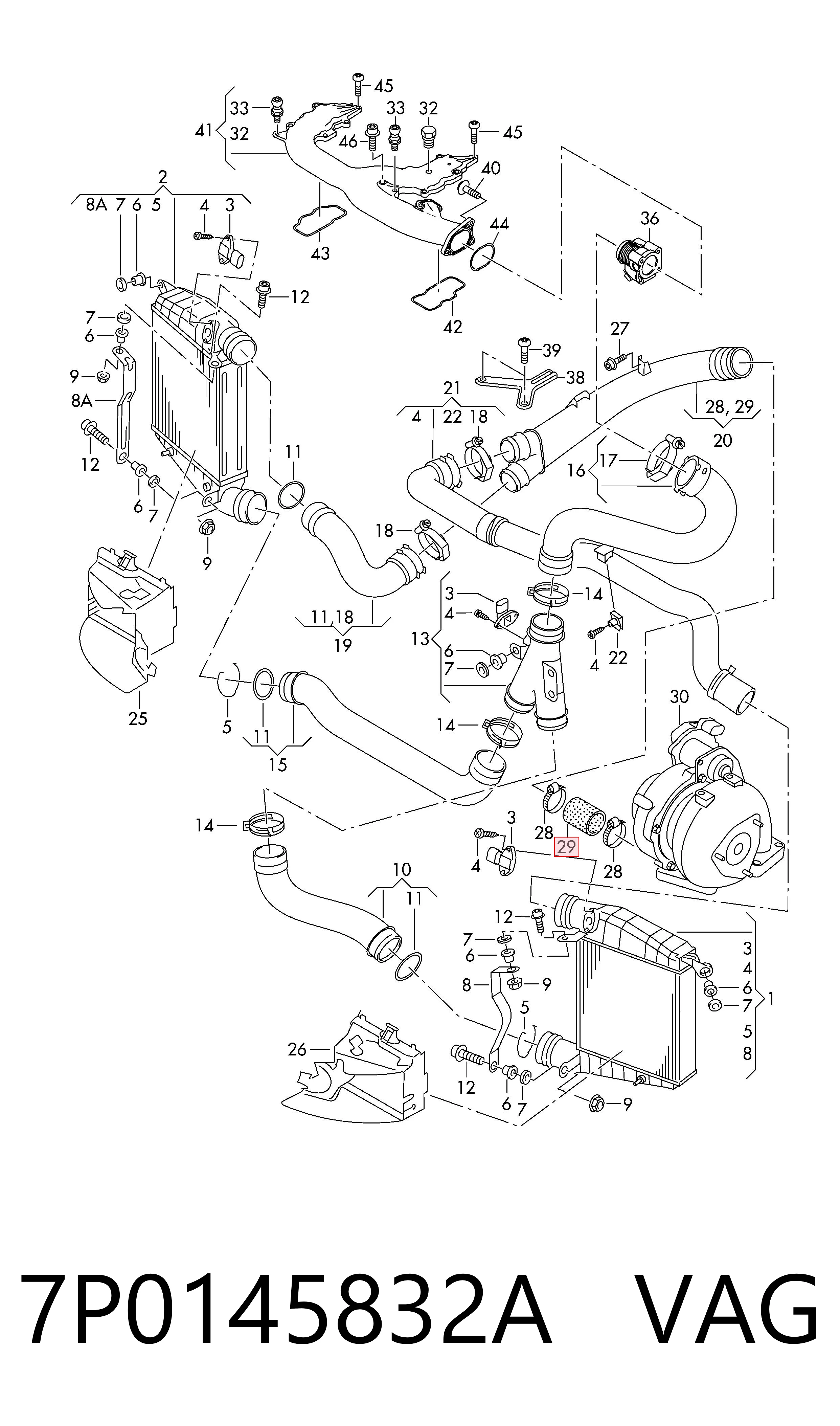 7P0145832A VAG Cano derivado de ar, saída de turbina (supercompressão)