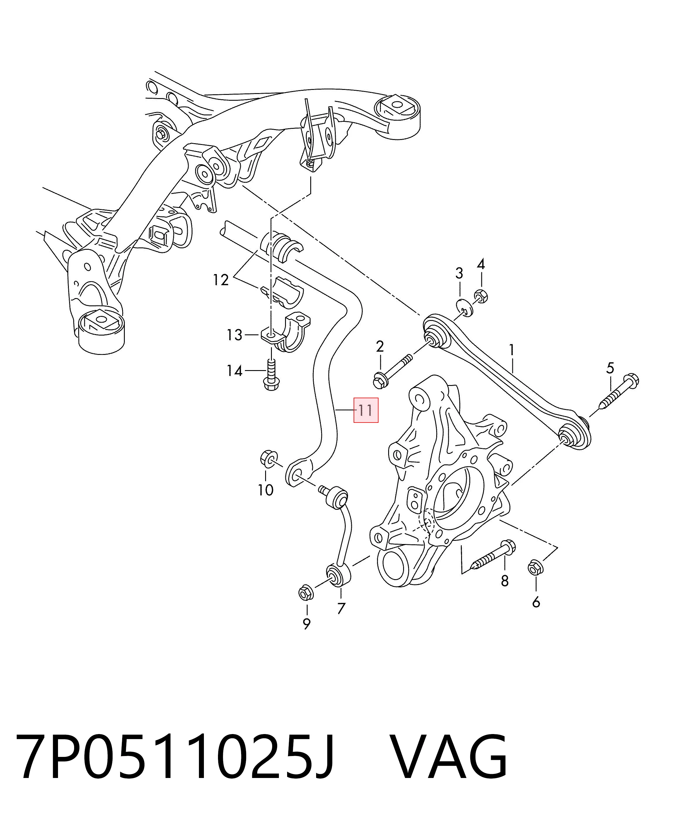 Estabilizador traseiro para Volkswagen Touareg II 7P5, 7P6