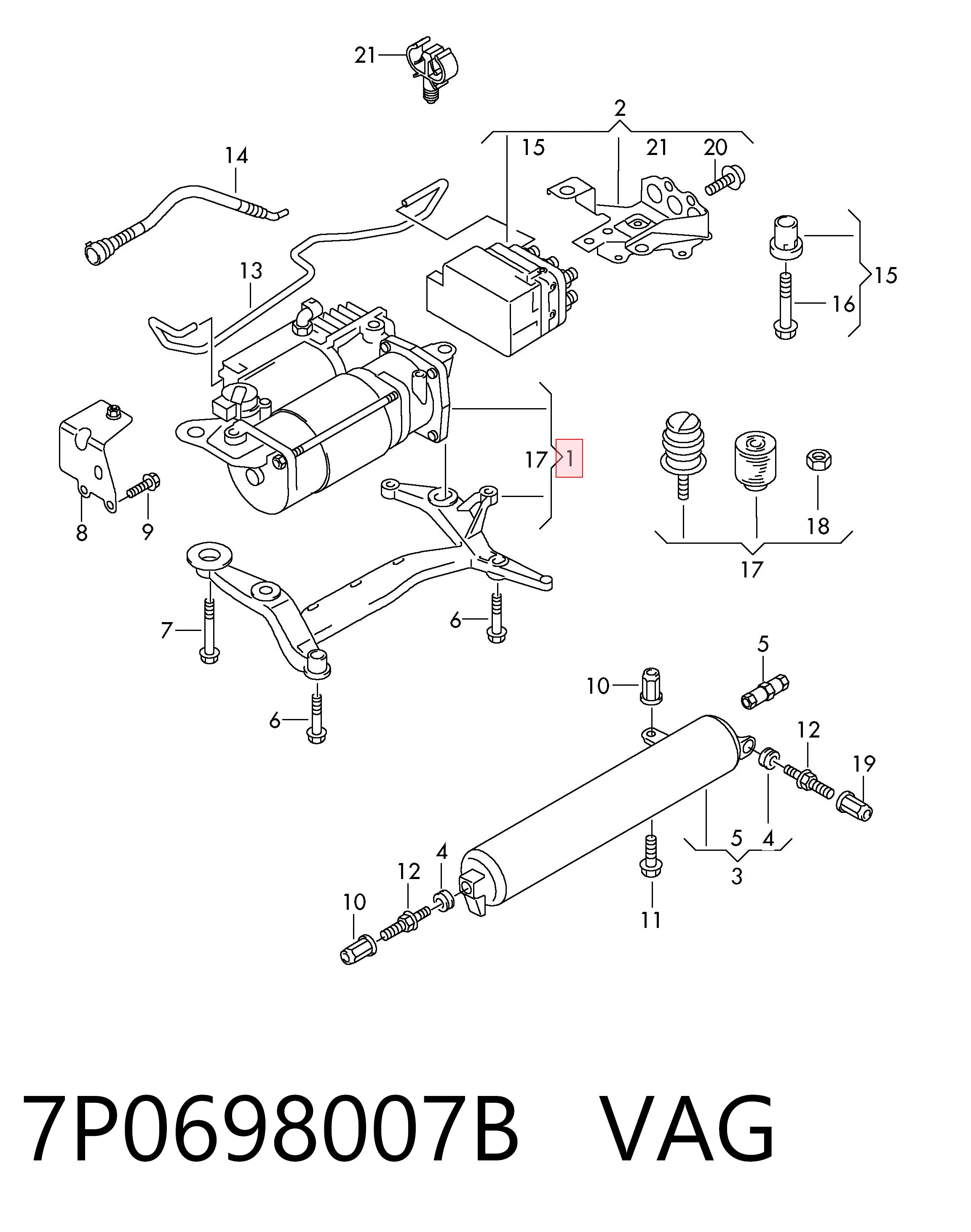 7P0698007B VAG Compressor de bombeio pneumático (de amortecedores)