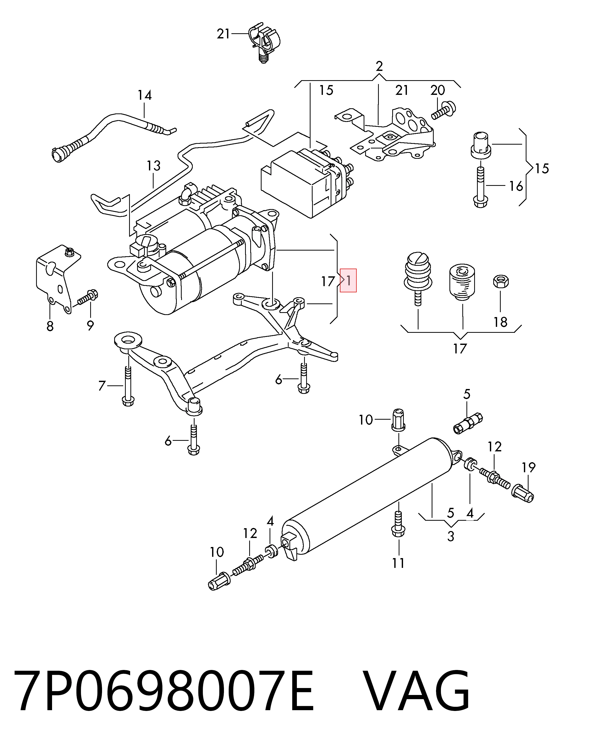 7P0698007E VAG Compressor de bombeio pneumático (de amortecedores)