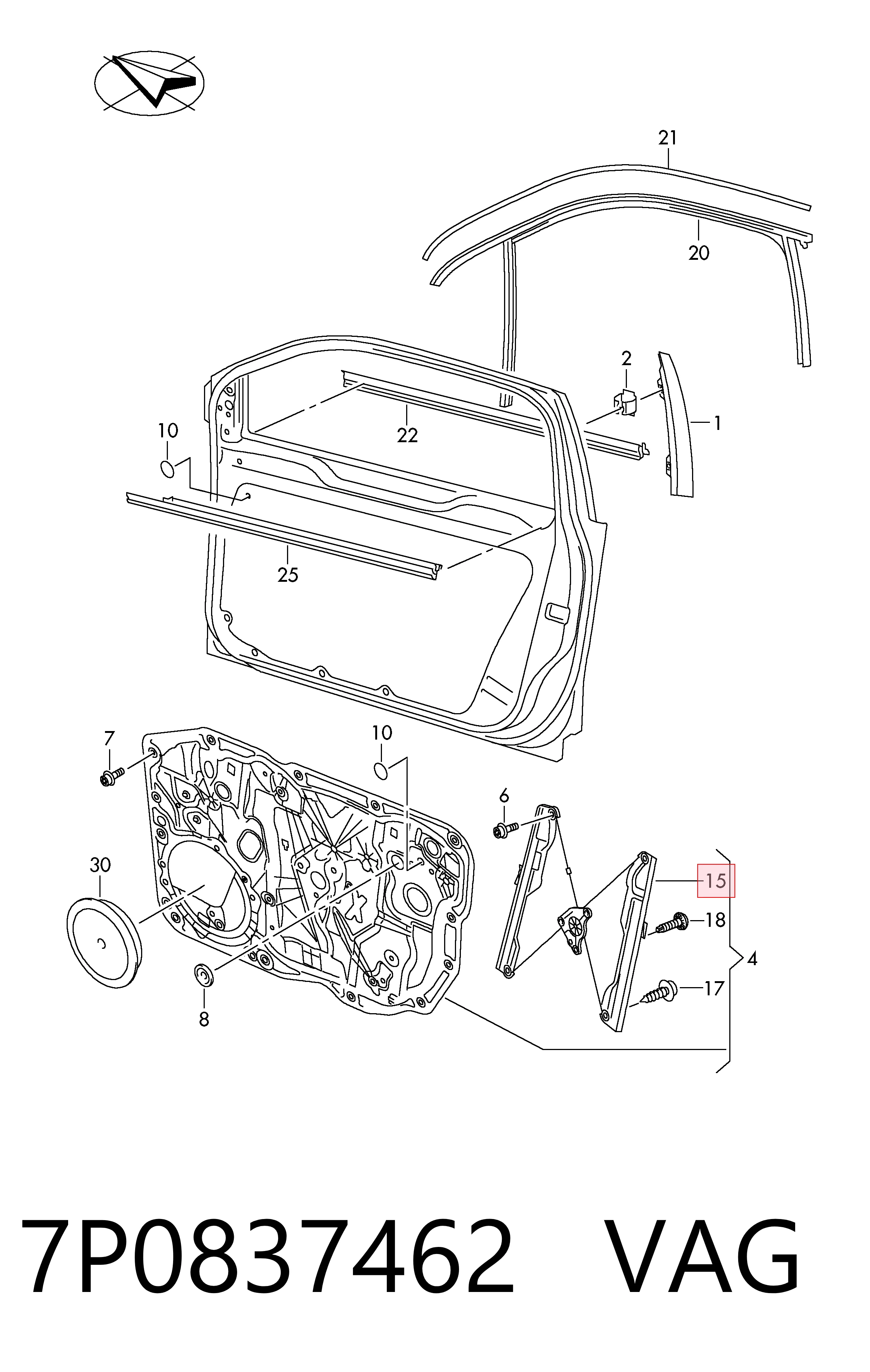 Mecanismo de acionamento de vidro da porta dianteira direita Volkswagen Touareg II 7P5, 7P6 ao melhor preço