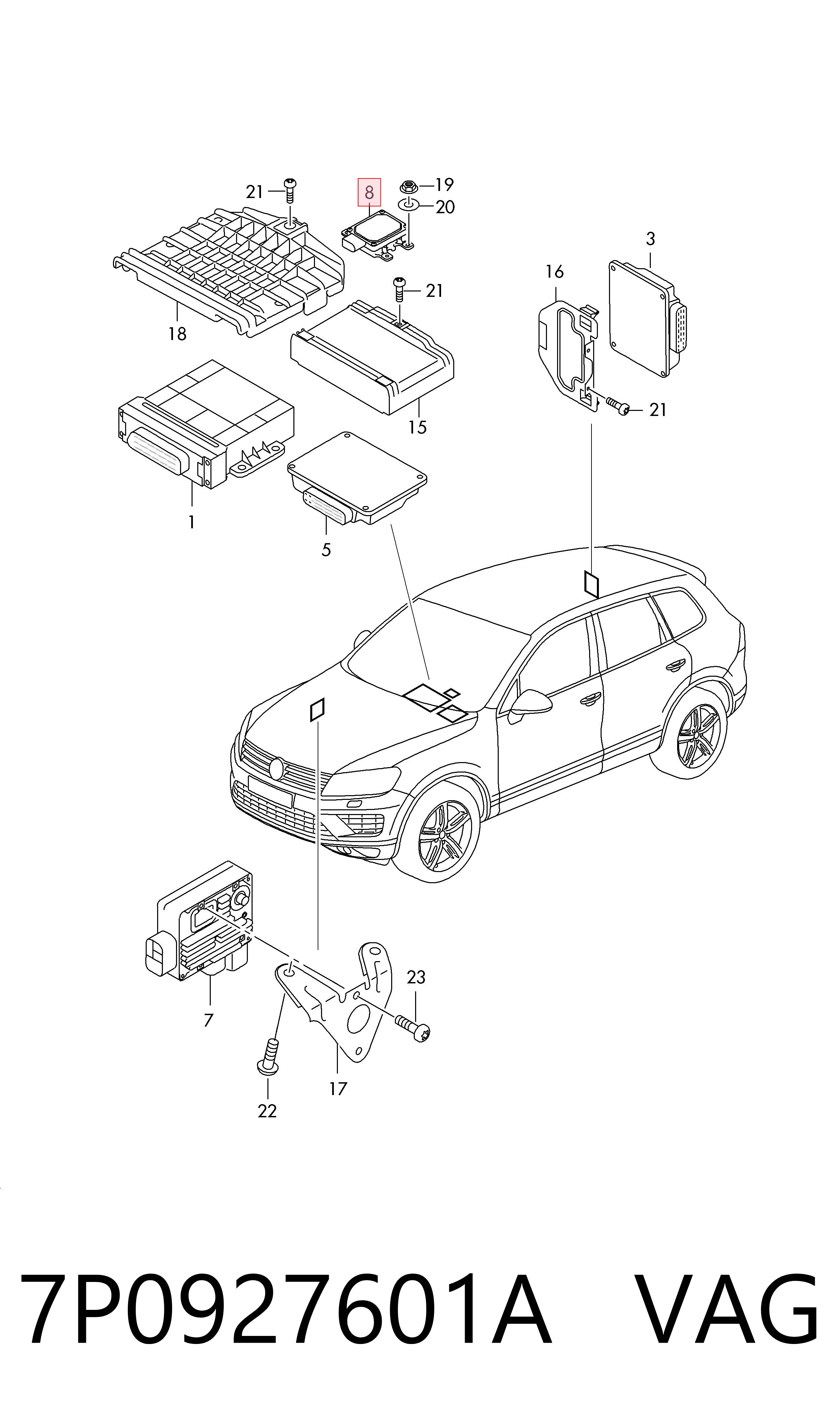 7P0927601A VAG Módulo de direção (Centralina eletrônica) da Caixa Automática de Mudança eletrônica