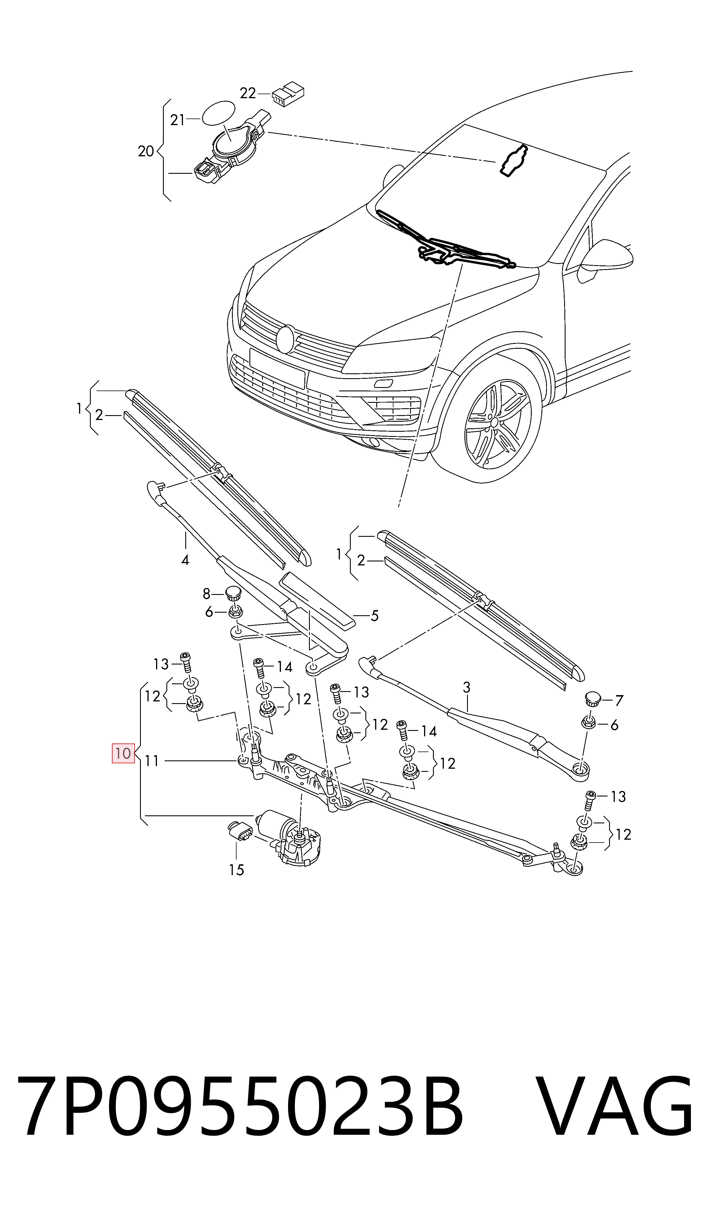 Compre Trapézio de limpador pára-brisas Volkswagen Touareg 2