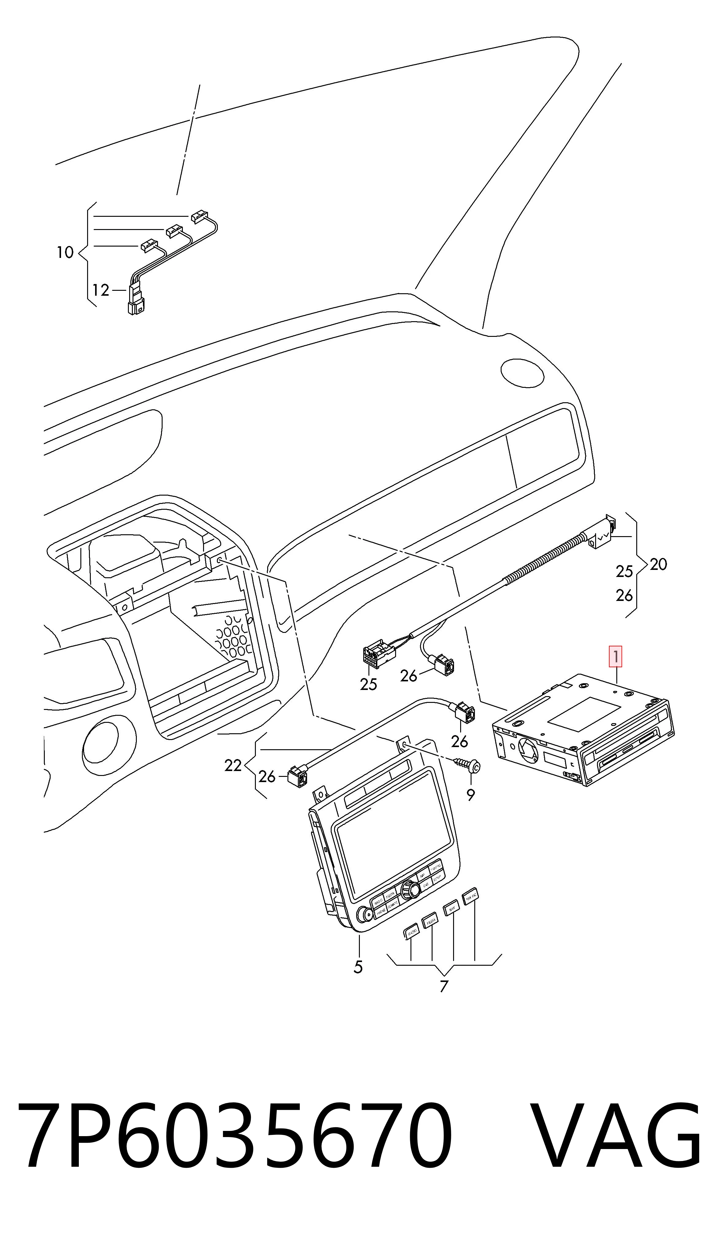 Aparelhagem de som (rádio AM/FM) VAG 7P6035670 preço, a partir de 4137,84 USD