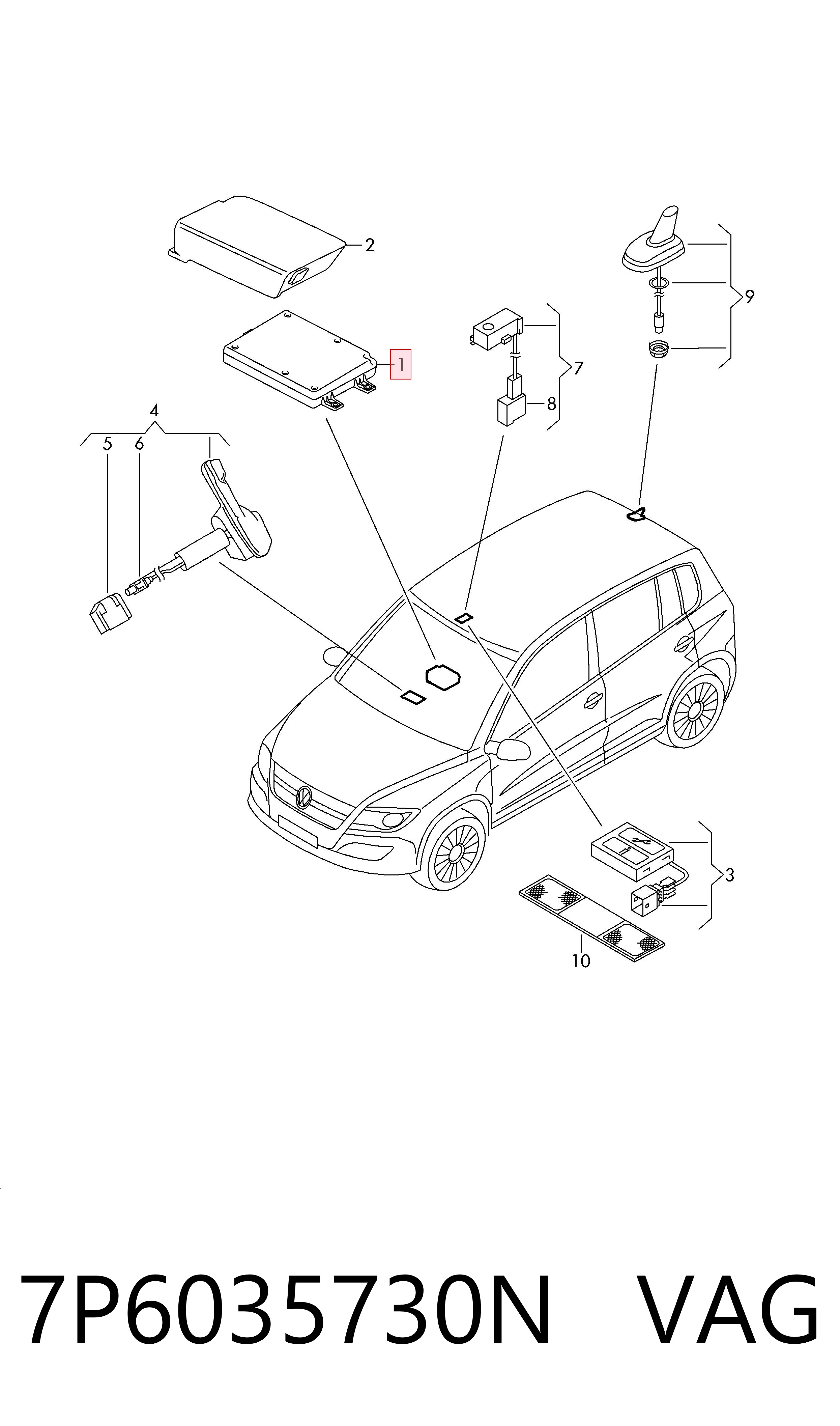 7P6035730N VAG Unidade de controlo Bluetooth
