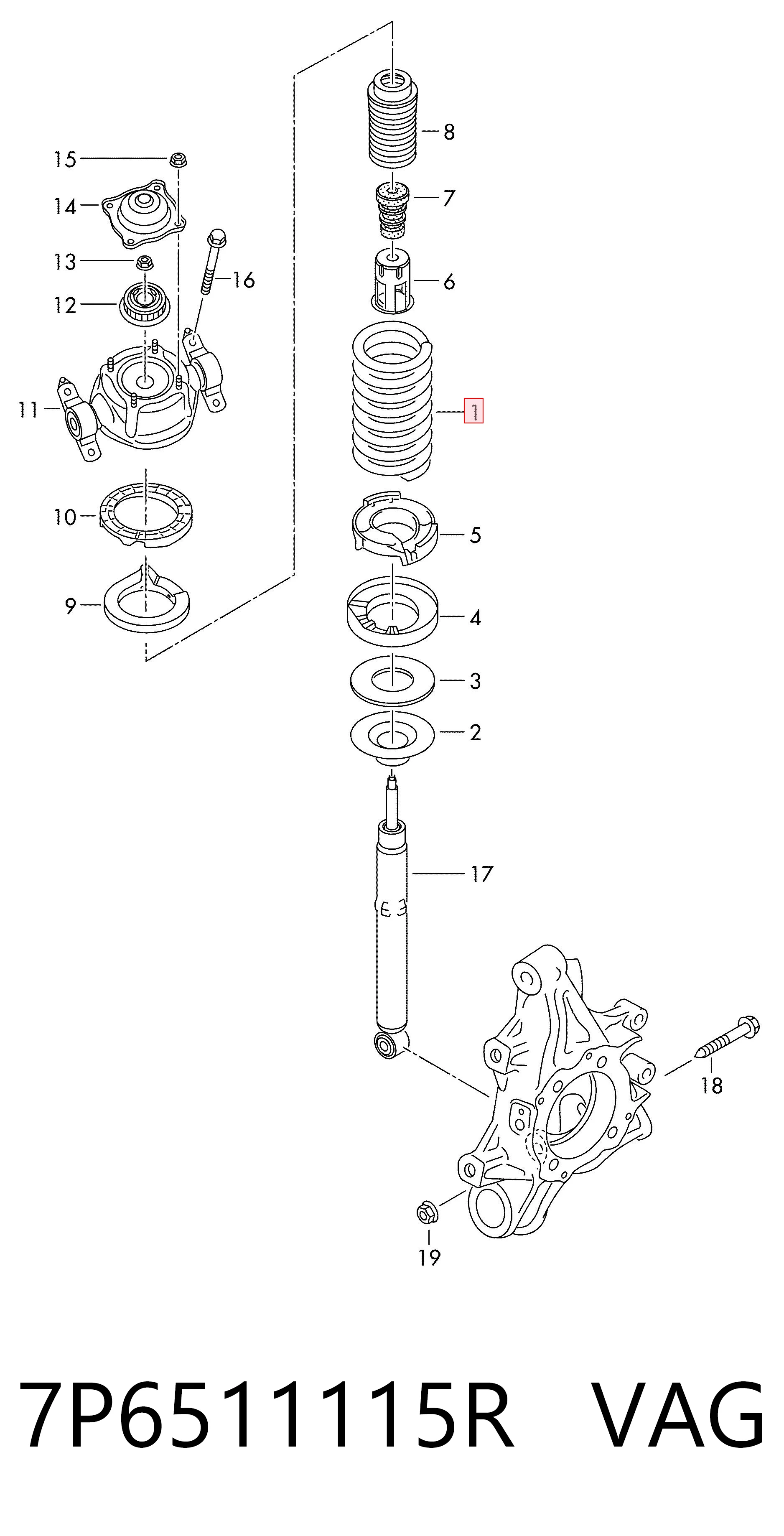 7P6511115R VAG Mola traseira