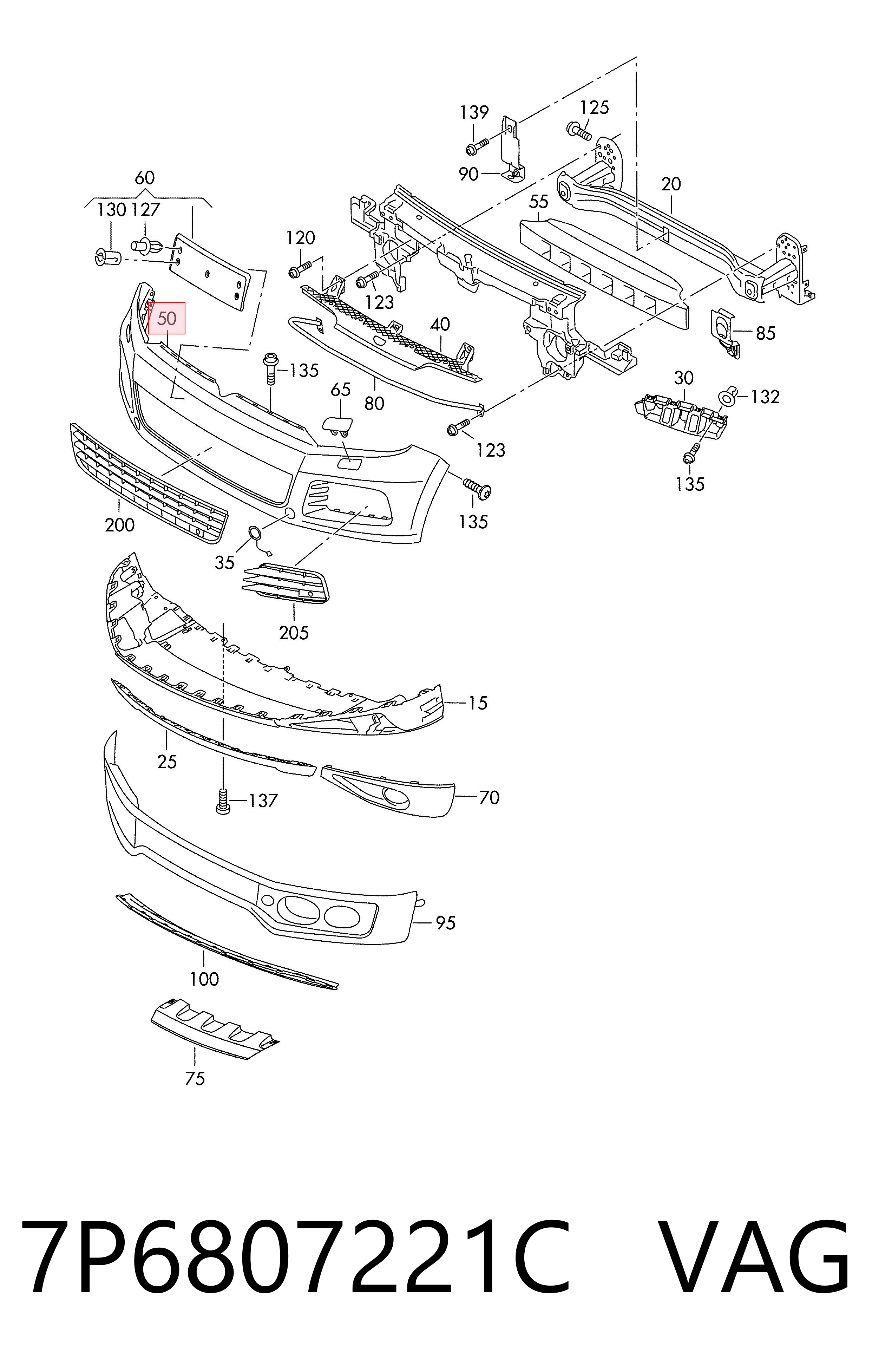 Pára-choque dianteiro para Volkswagen Touareg II 7P5, 7P6