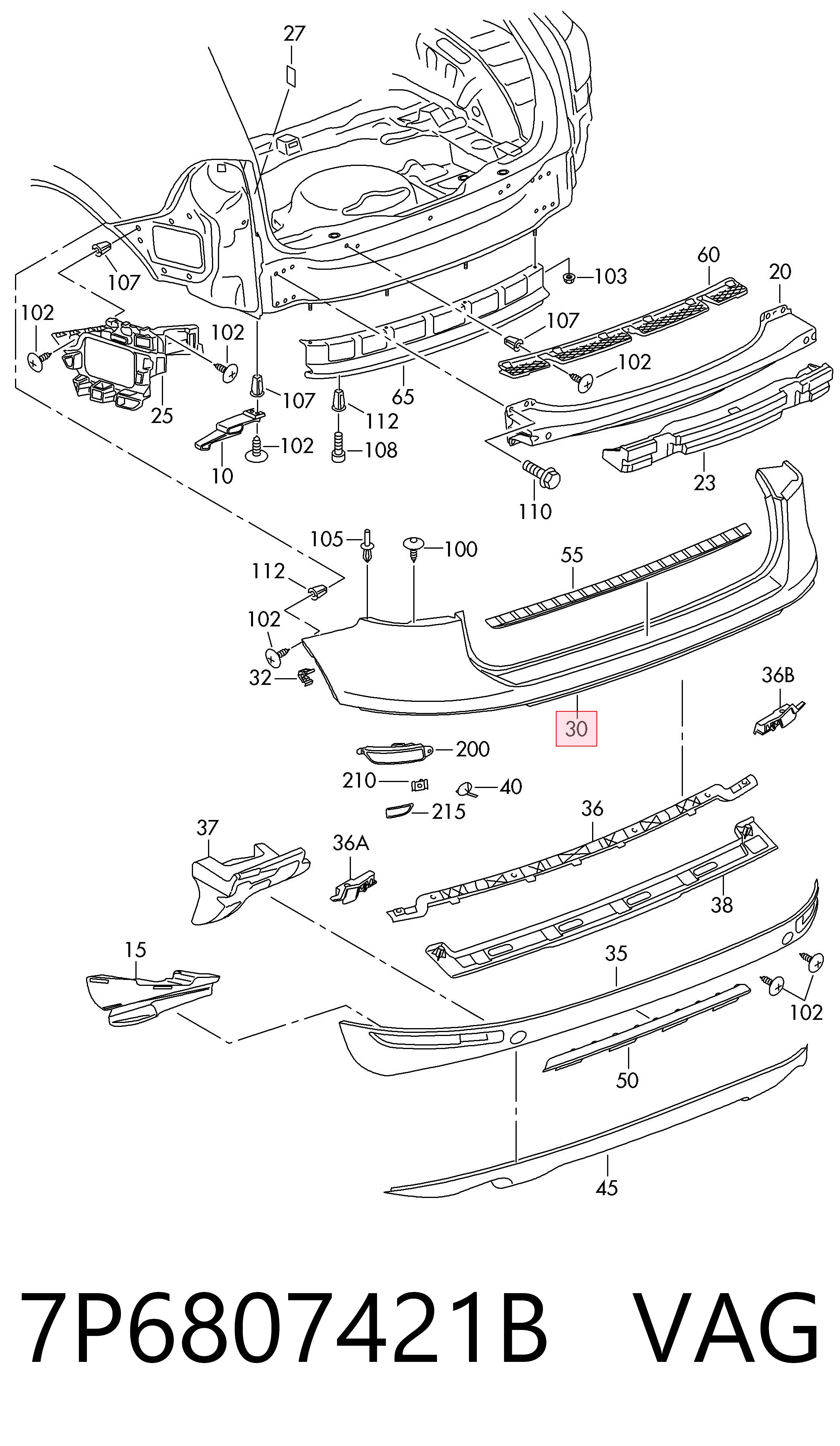 Pára-choque traseiro Volkswagen Touareg II 7P5, 7P6