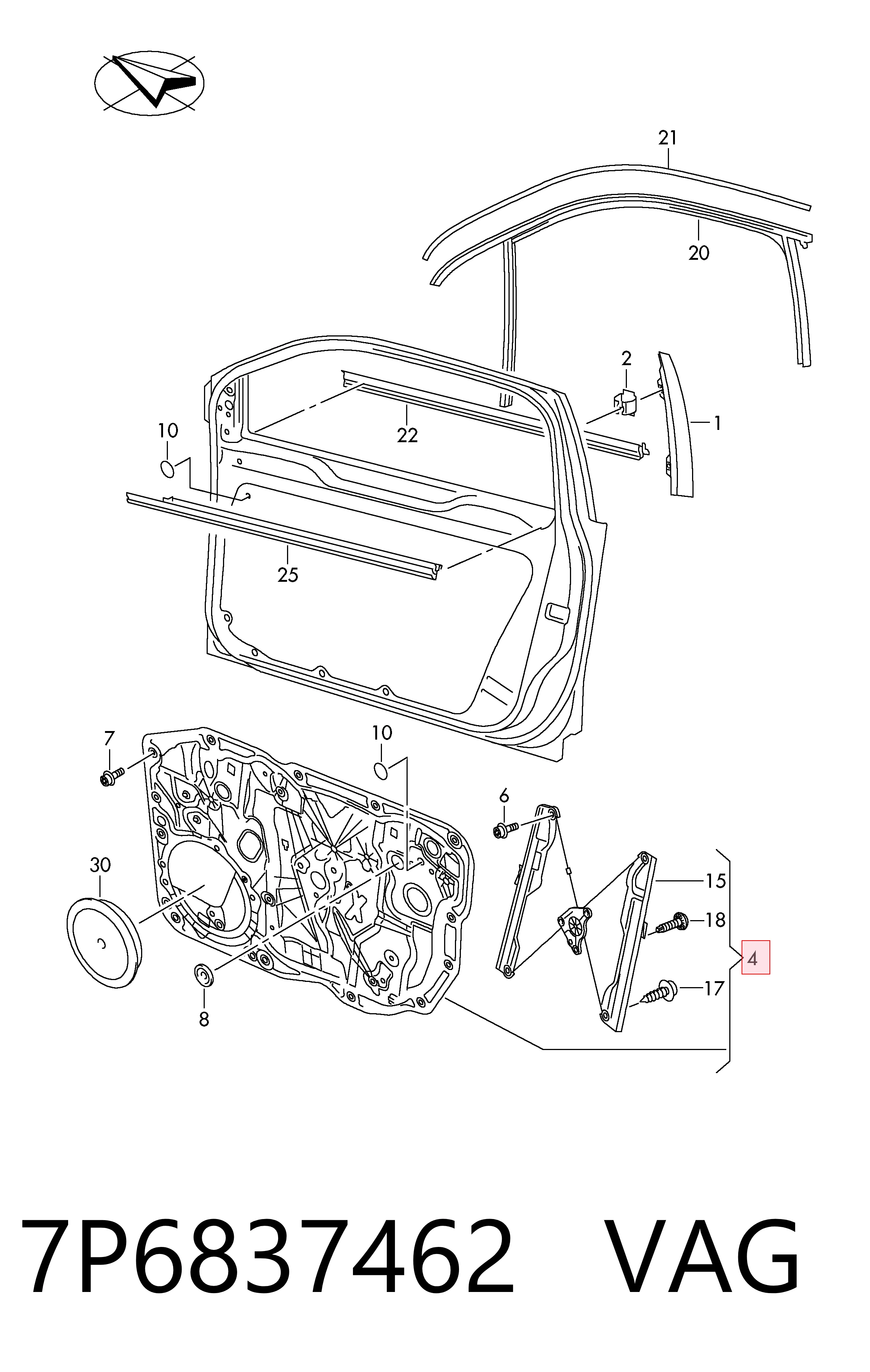  Mecanismo de acionamento de vidro da porta dianteira direita Volkswagen Touareg II SUV (7P5, 7P6) (2010 - 2017) II