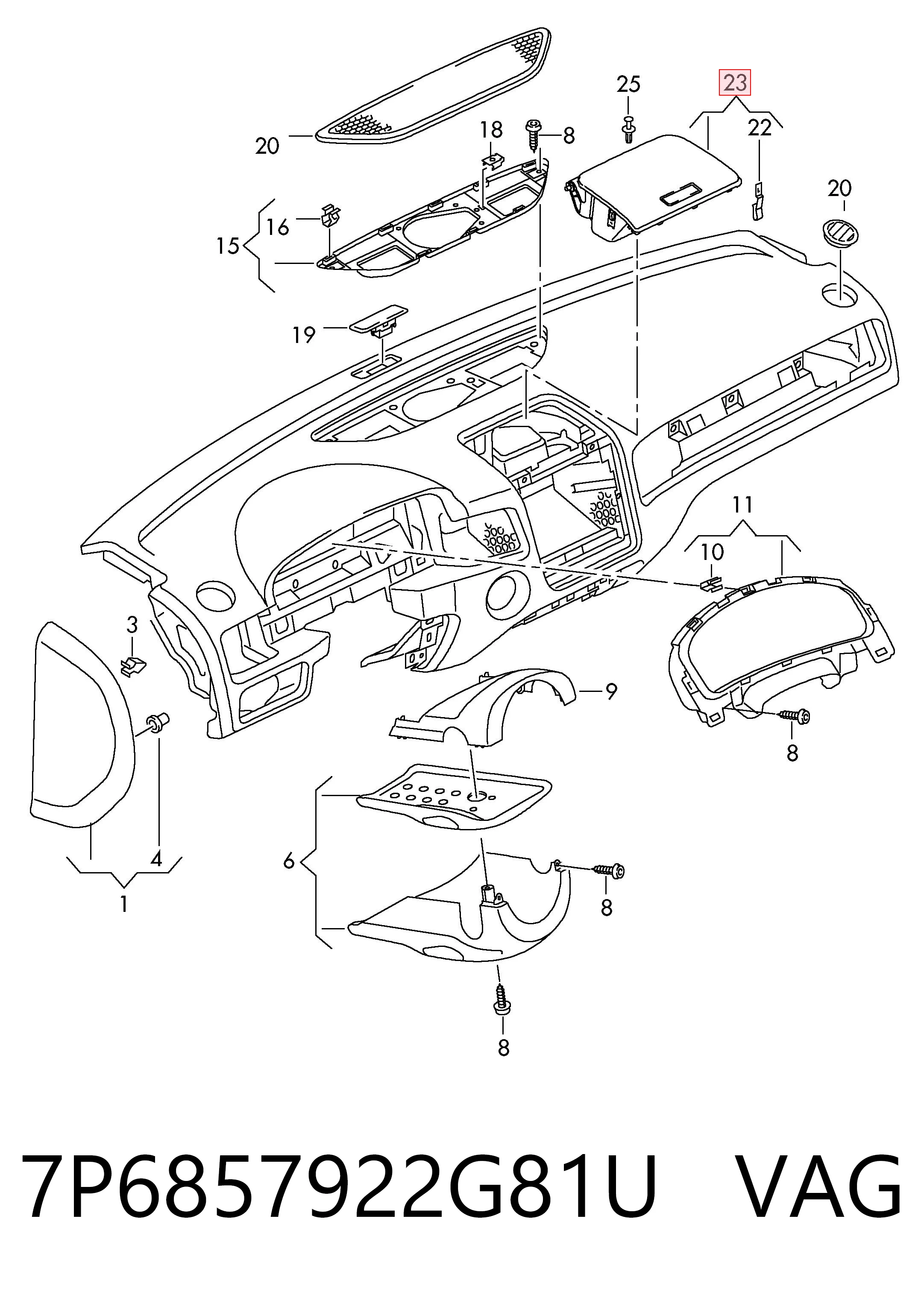 Compre Caixa para porta-luvas (porta-luvas) Volkswagen Touareg 2