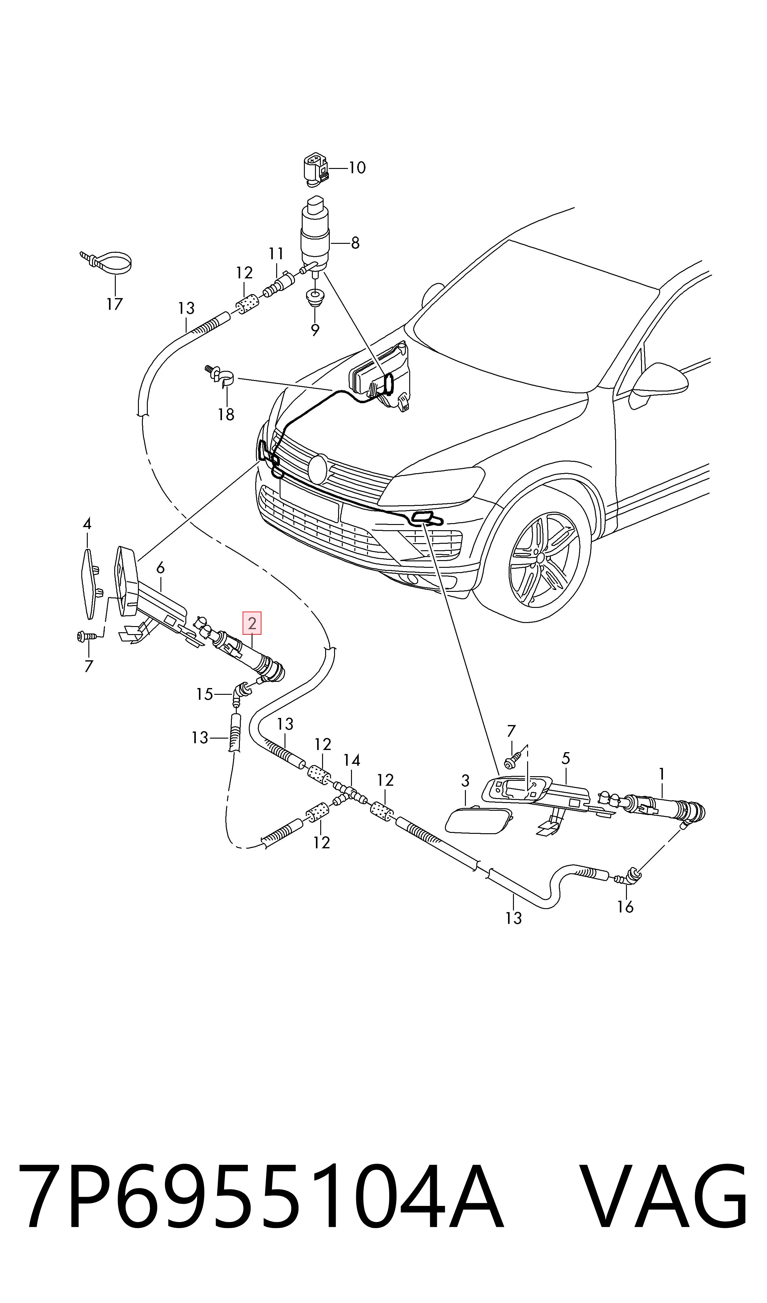 Suporte do injetor de fluido para lavador das luzes (cilindro de elevação) VAG 7P6955104A preço, a partir de 37,73 USD