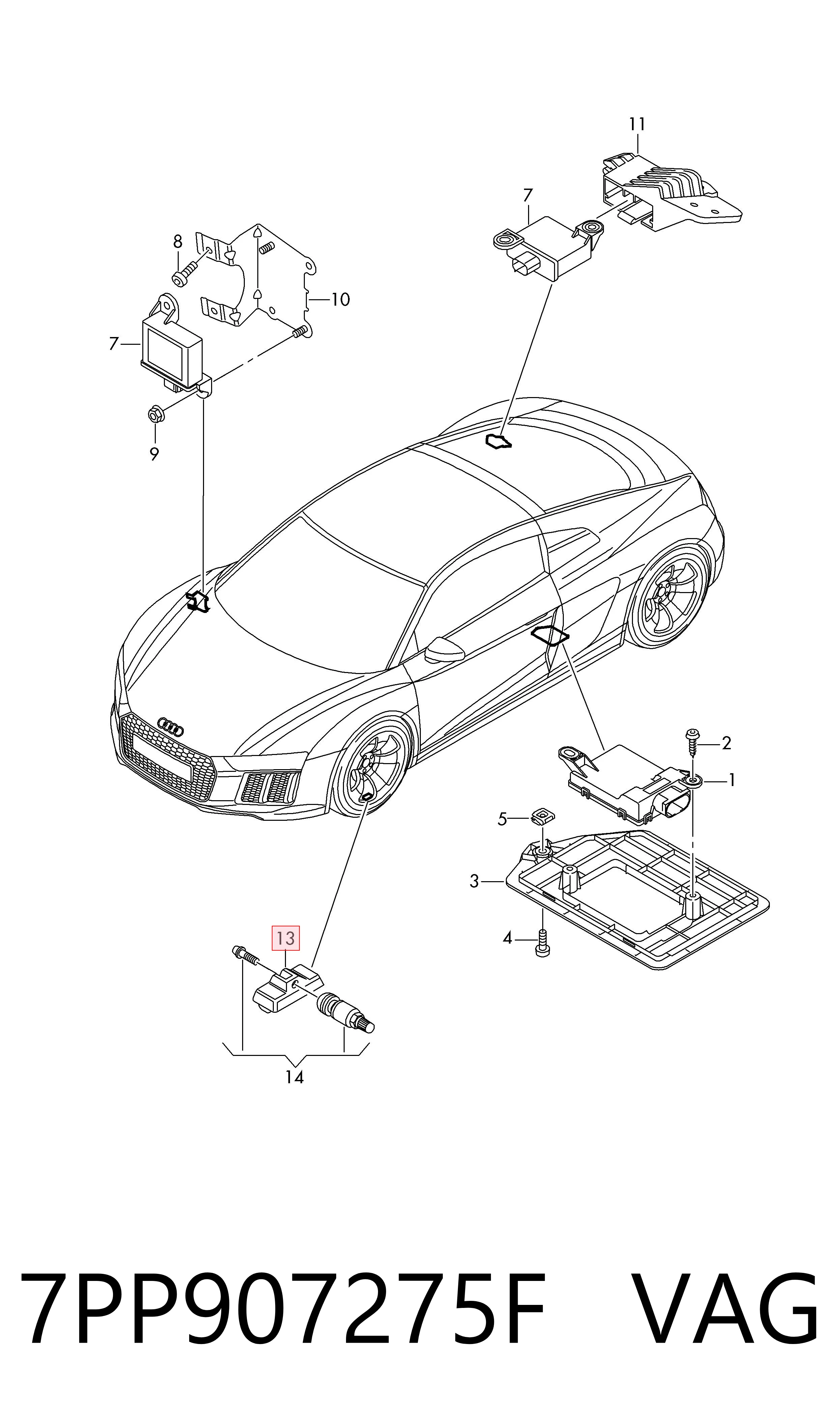 7PP907275F VAG Sensor de pressão de ar nos pneus