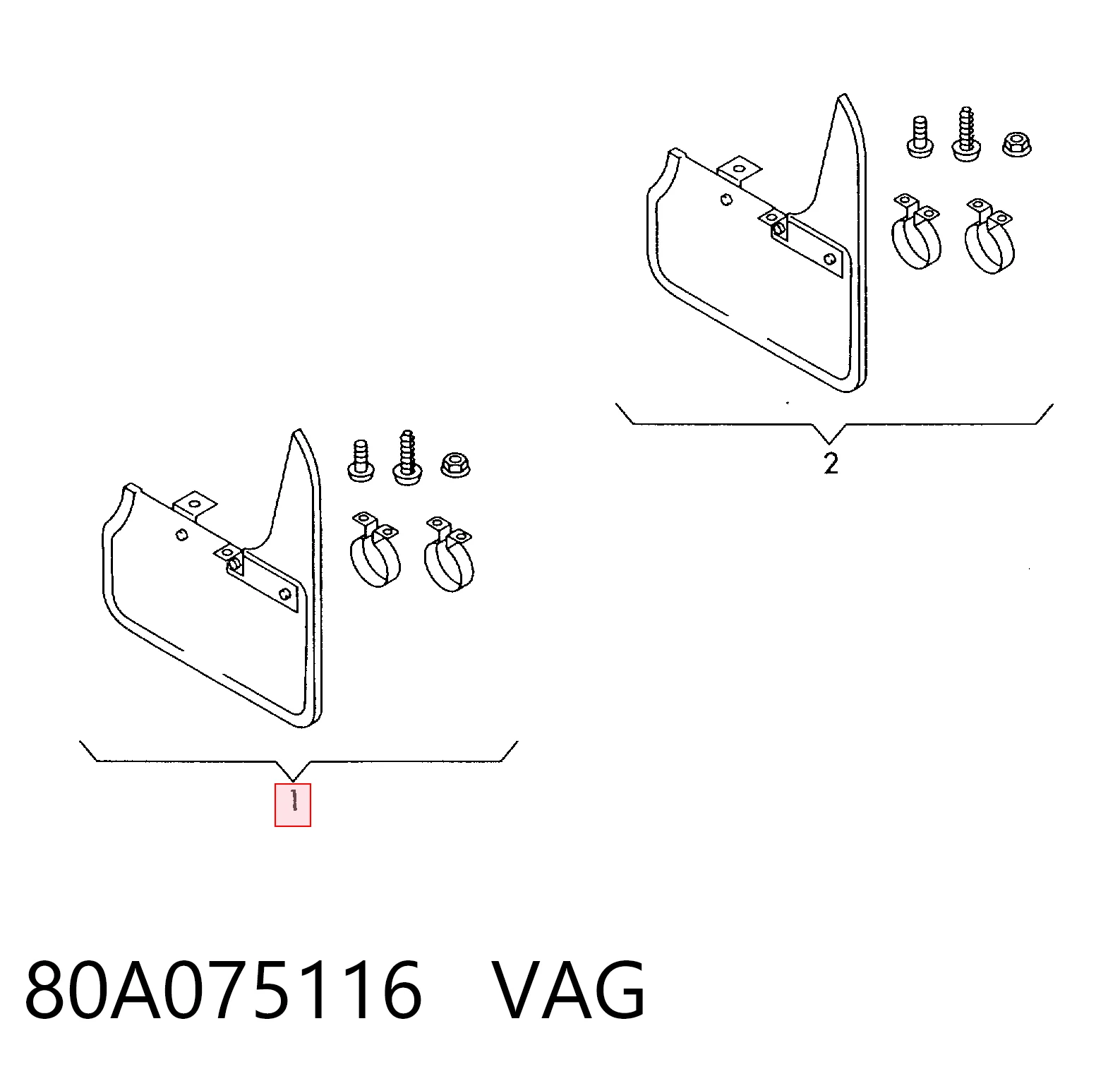 80A075116 VAG Protetores de lama dianteiros, kit