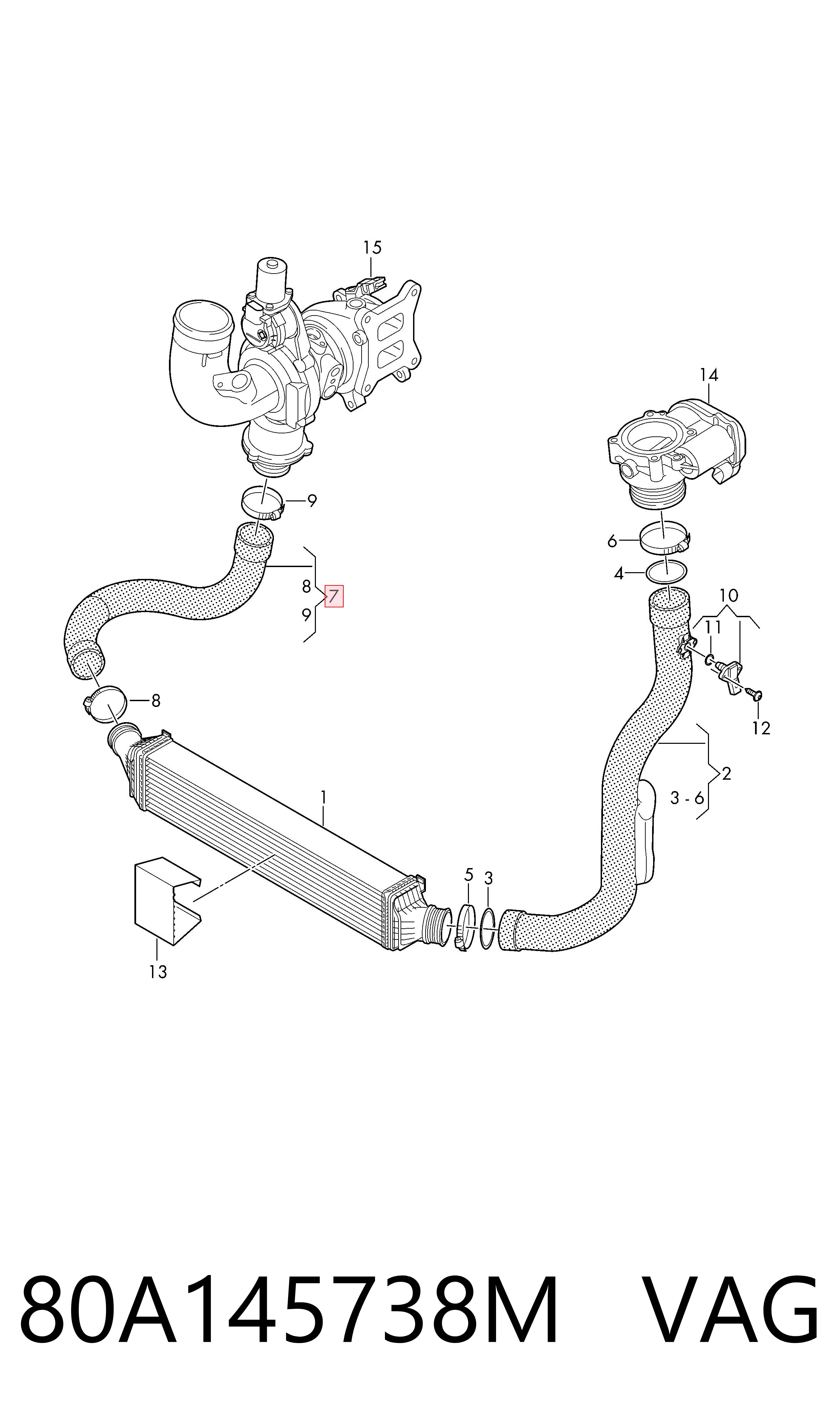 80A145738M VAG Mangueira (cano derivado) de intercooler