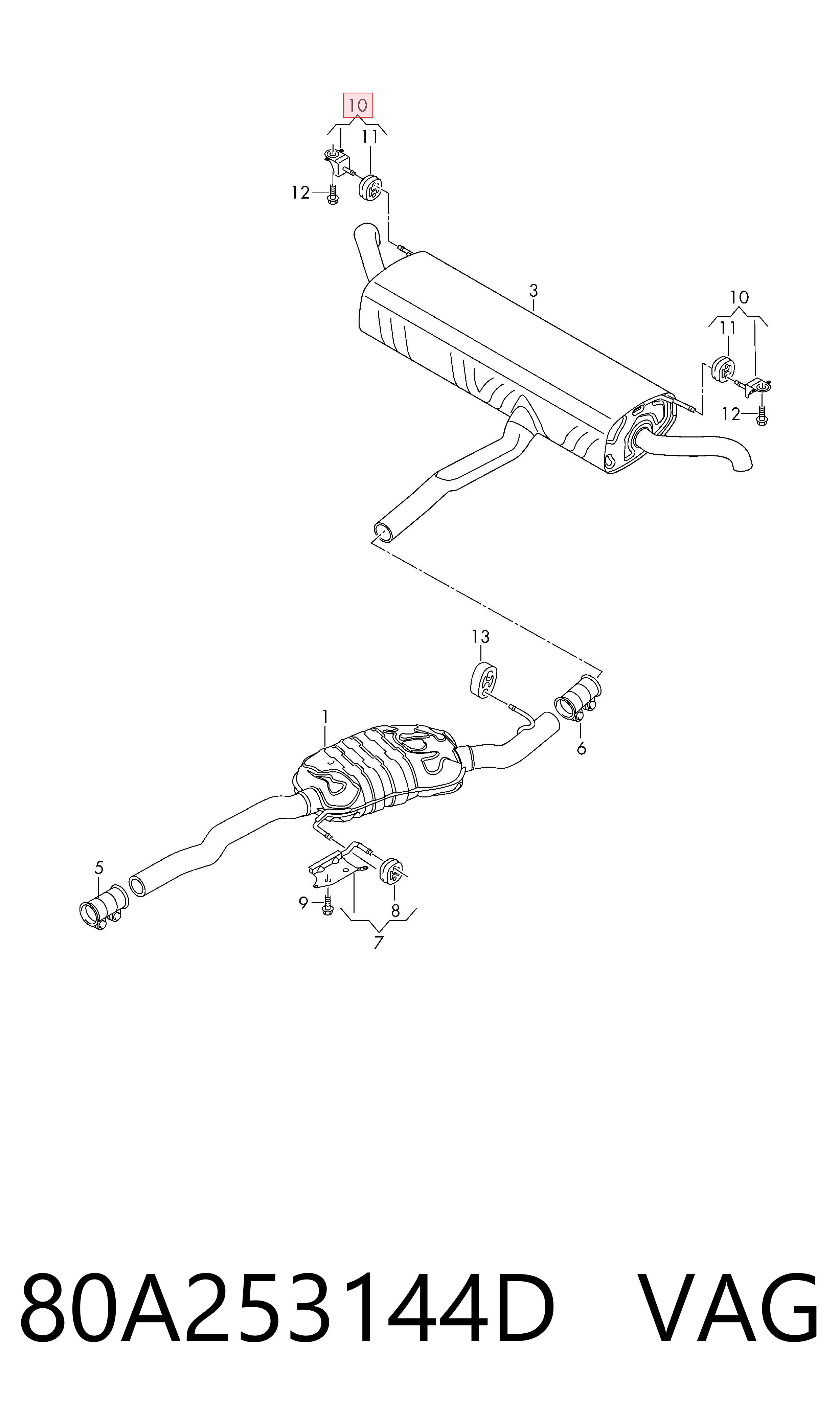 Compre 80A253144D VAG Coxim de fixação do silenciador