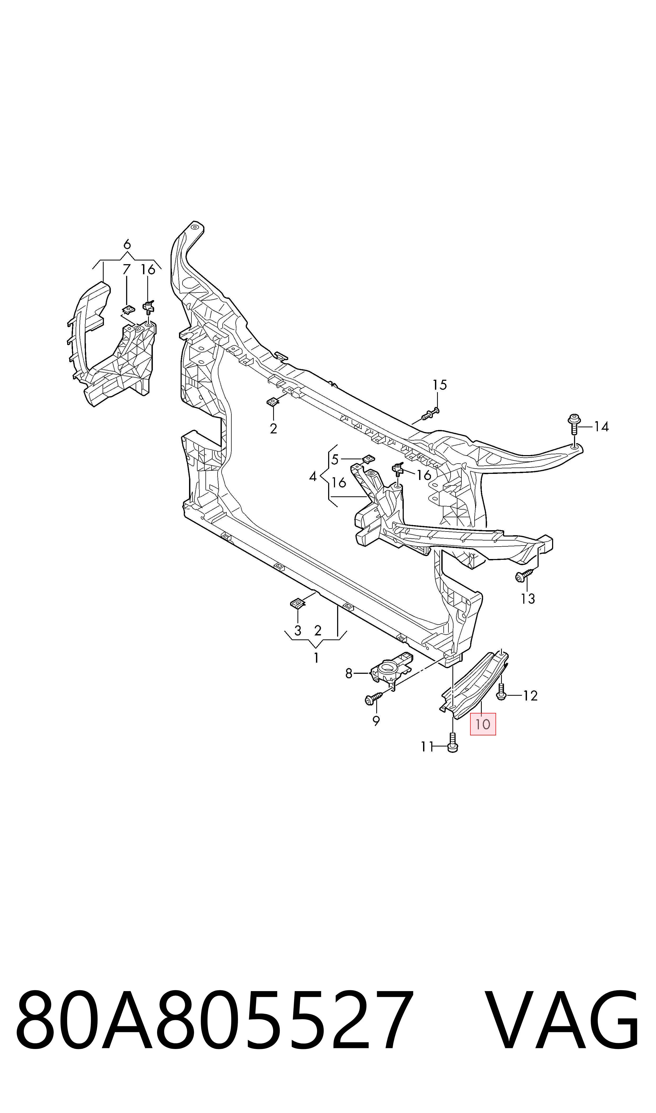 Suporte inferior da braçadeira do radiador VAG 80A805527 preço, a partir de 25,93 USD