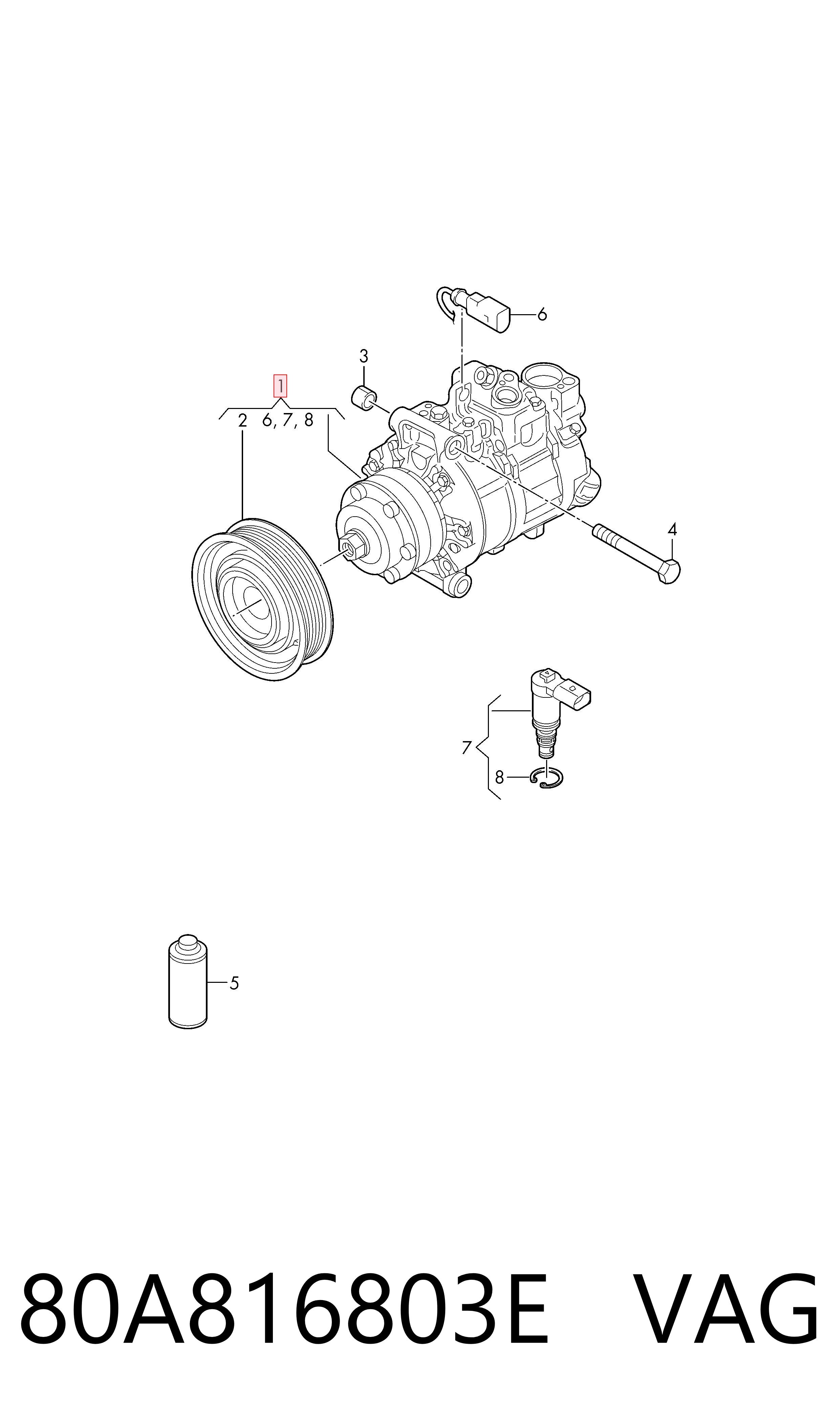 80A816803E VAG Compressor de aparelho de ar condicionado